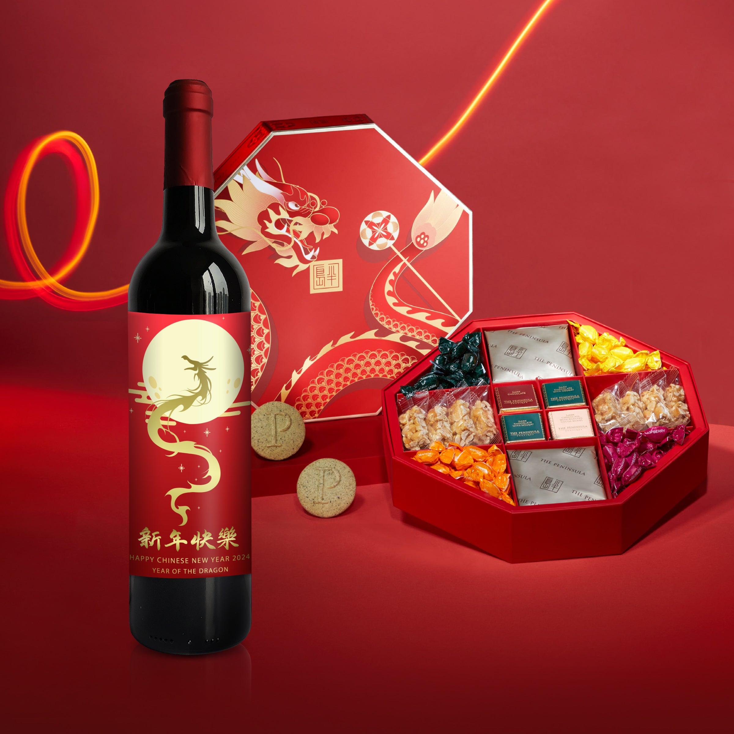 2024 CNY Gifts|Customized red wine engraving gift & Peninsula New Year full box (New Year gift)