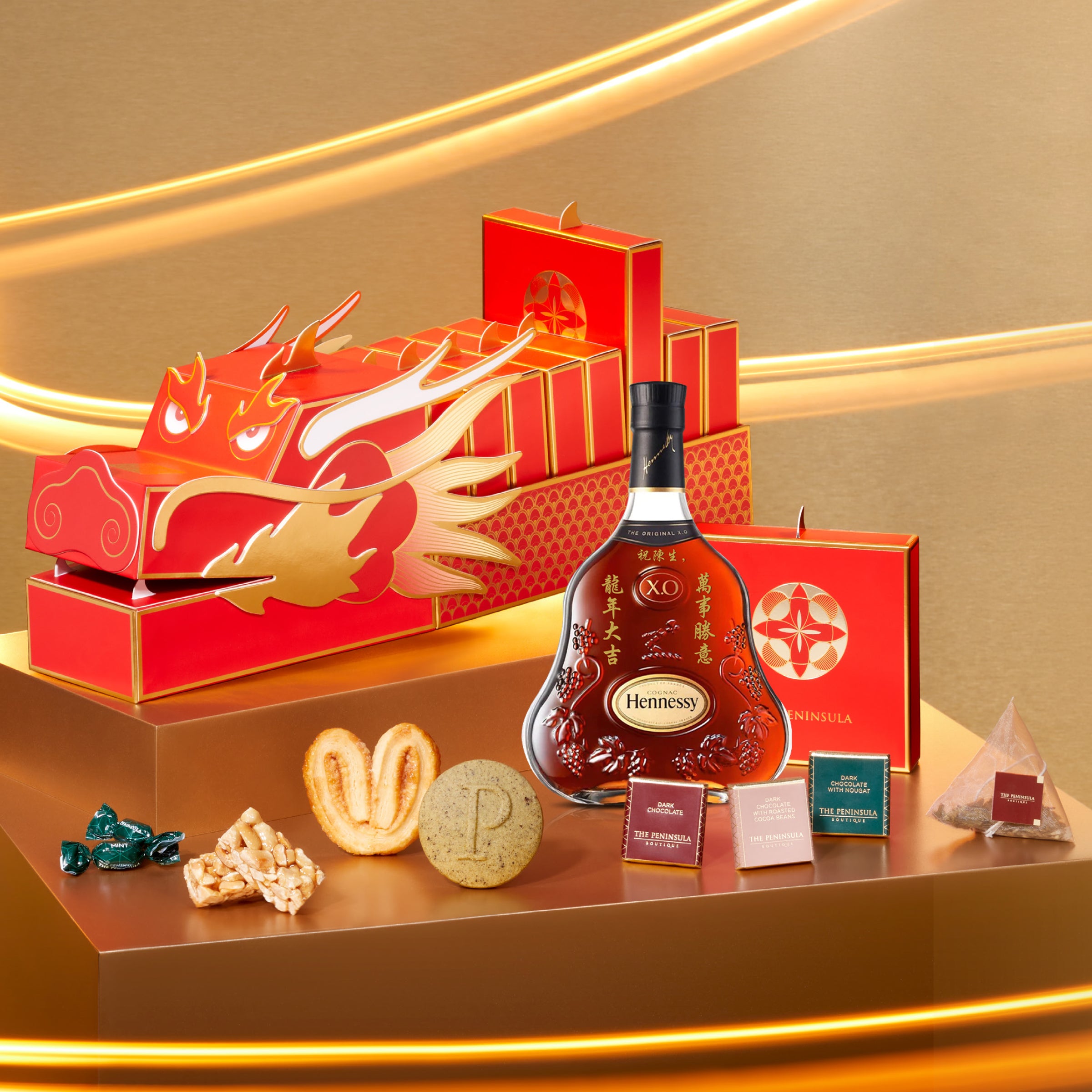 2024 CNY Gifts|Customized Engraved Hennessy XO & Peninsula New Year Gift Box (Customized) New Year Gift