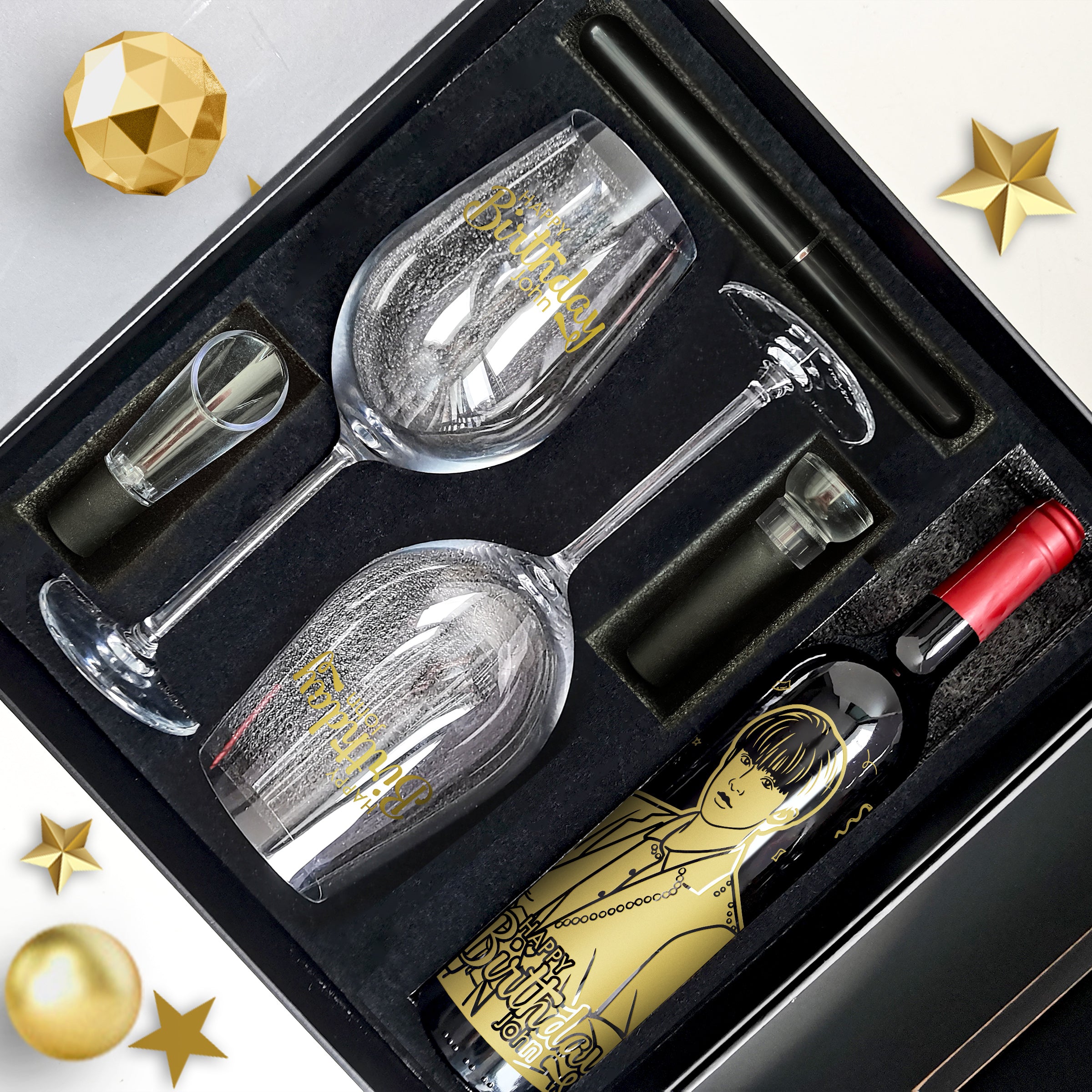 Birthday gift | Gift box set (engraved gift) customized red wine gift set birthday gift for boyfriend or friend