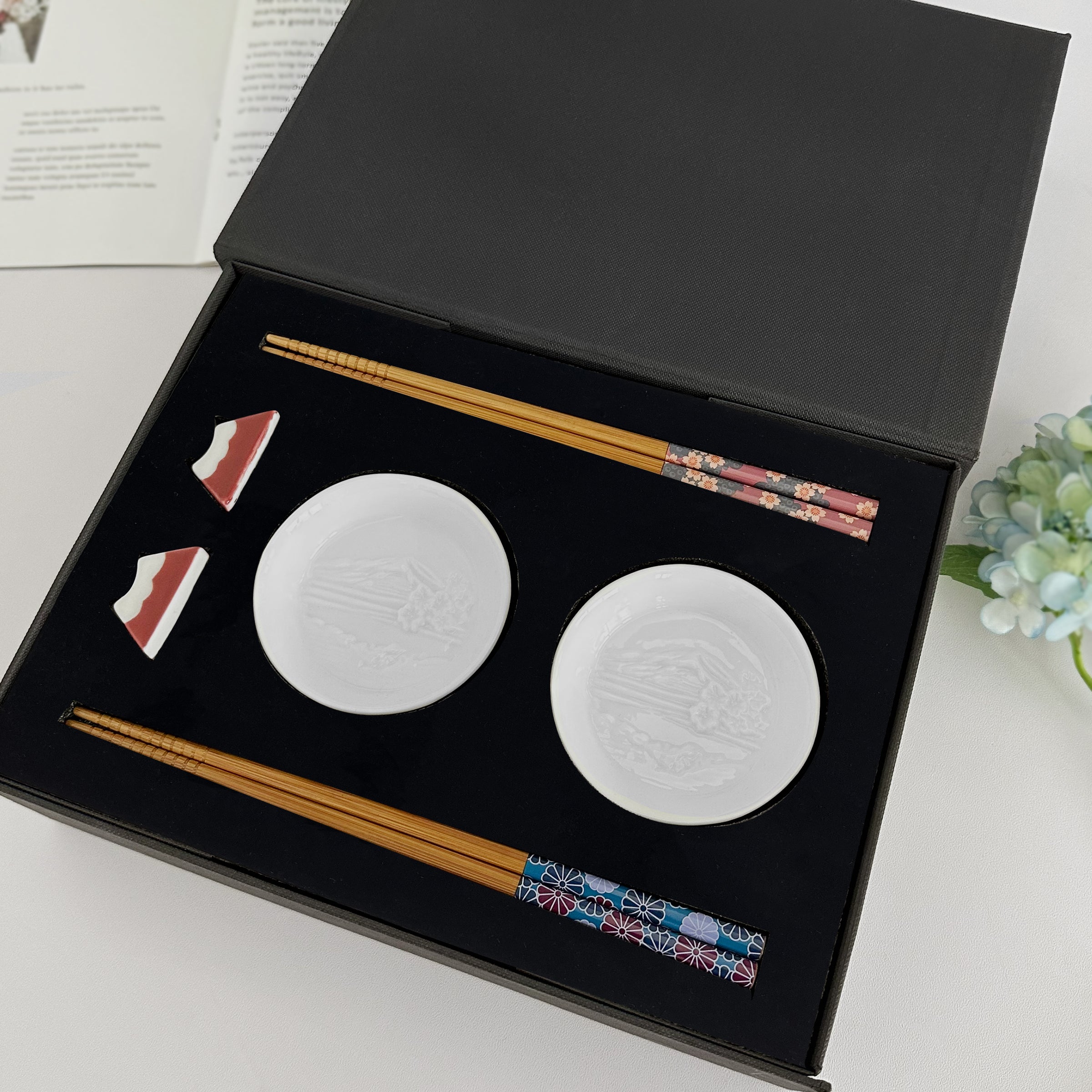 Japanese Mount Fuji themed gift box丨Customized gift for housewarming, home kitchen gift, chopsticks, chopstick holder, soy sauce dish gift set DY02-76