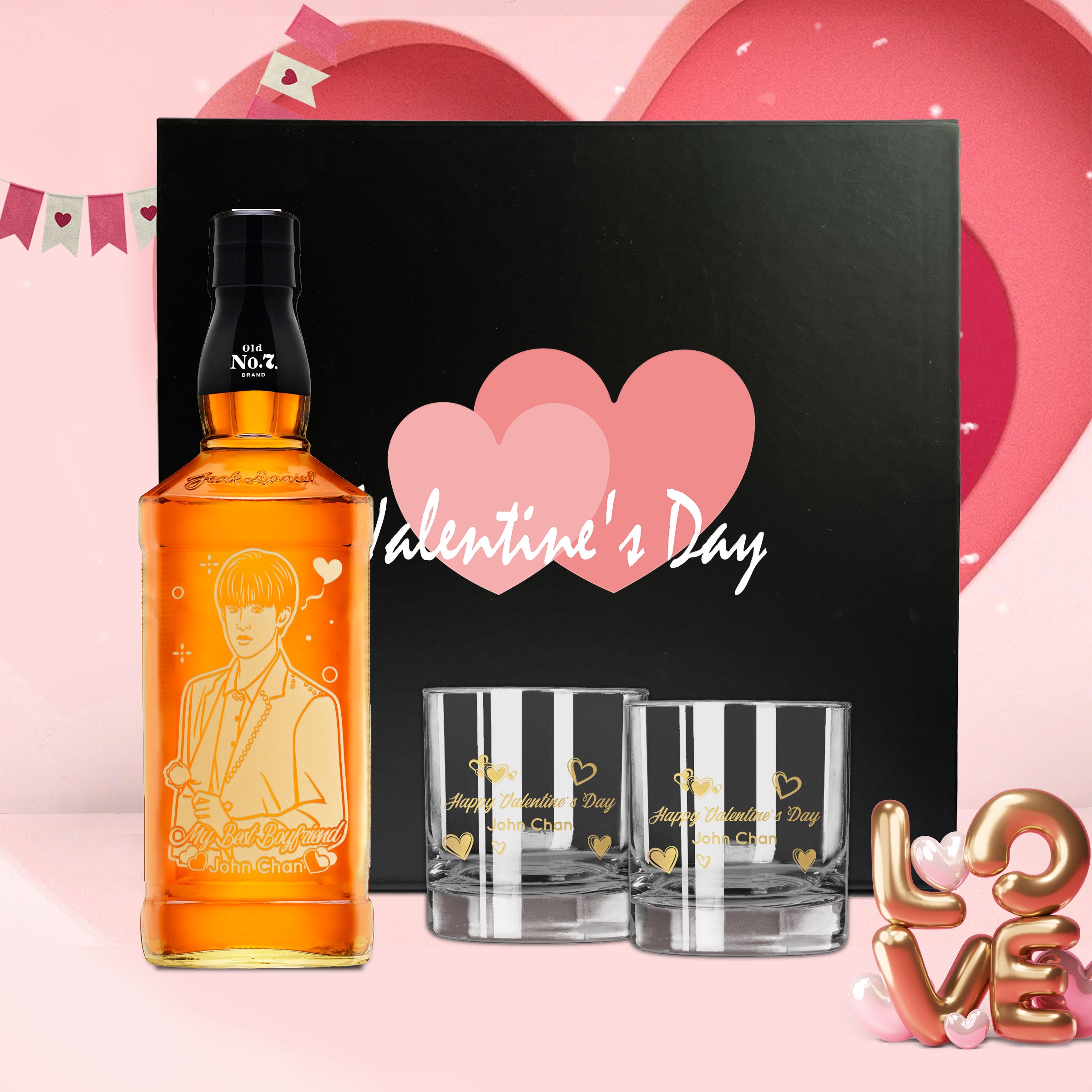 【Romantic Valentine's day】Jack Daniel’s Old No.7 Whiskey Gift Set Valentine's Day gift for boyfriend
