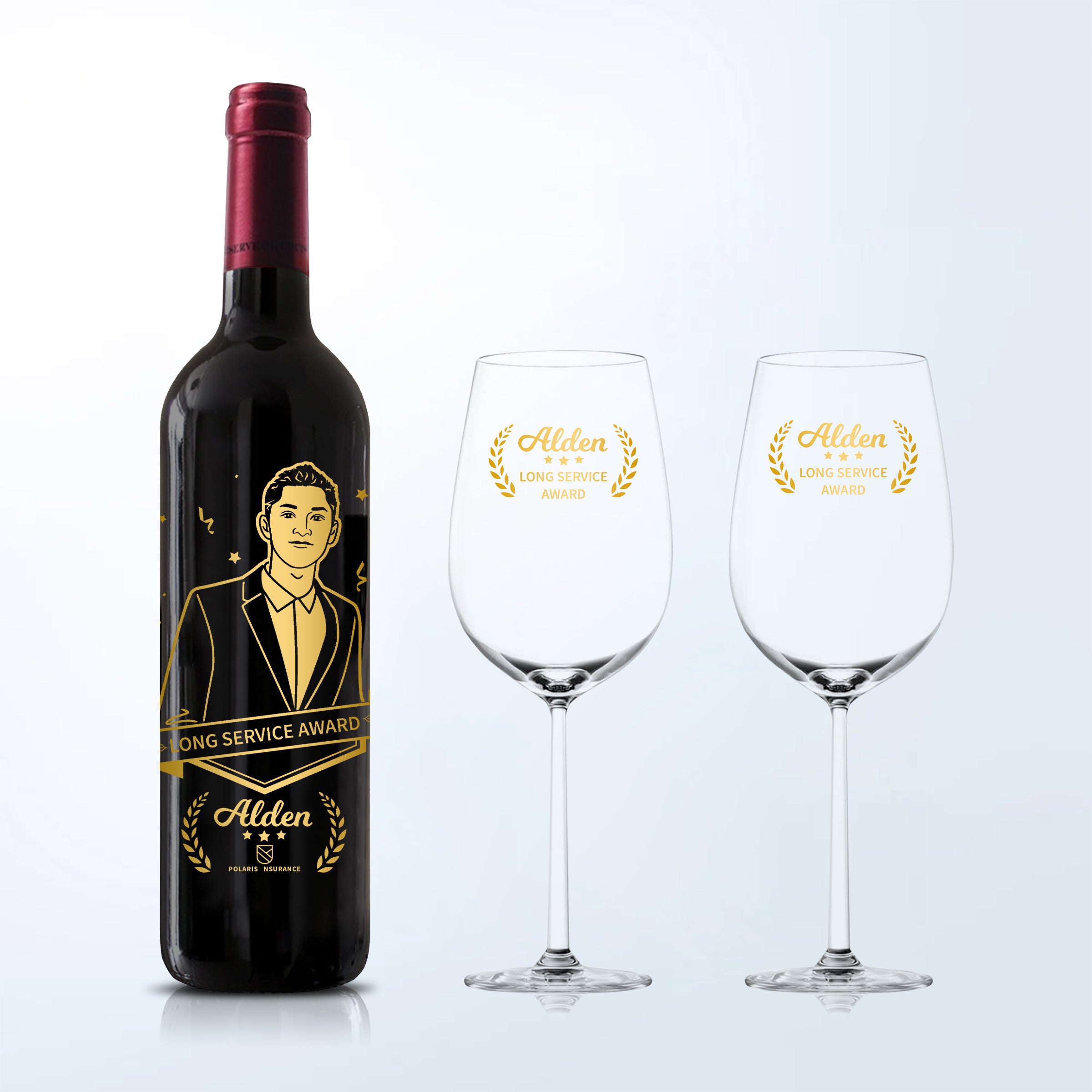 Corporate high-end gifts | Customized St Louie red wine single bottle and double glass set celebration gifts VIP gifts