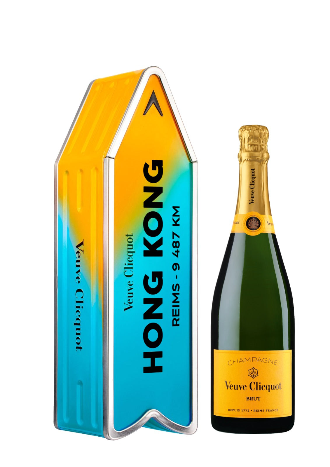 Veuve Clicquot Brut with Engraving | Custom Champagne (Portrait Engraving) Original Champagne Arrow Gift Box