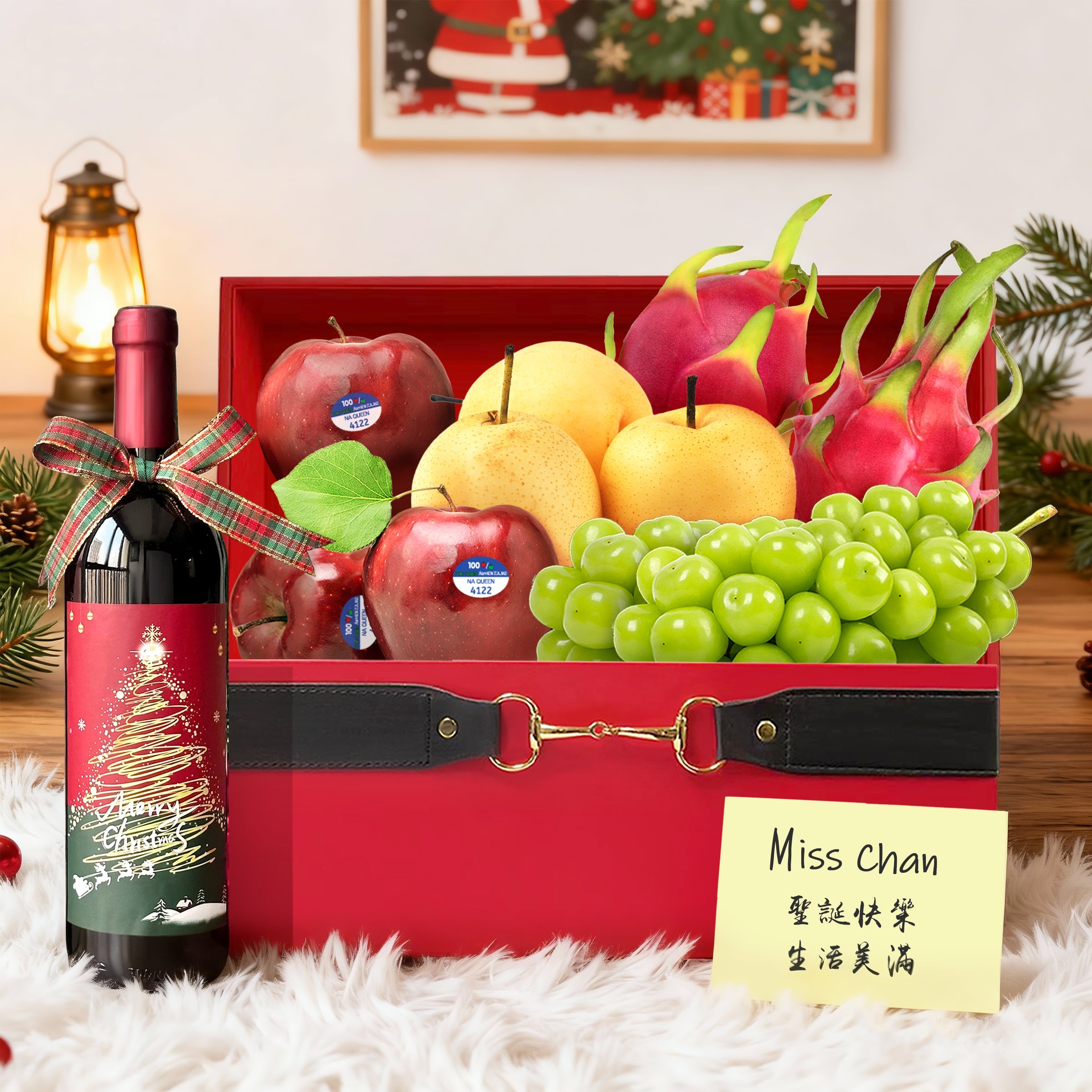 Christmas Wine Fruit Hamper Thank you Gift For Client Business Corporate Gift Christmas Gift