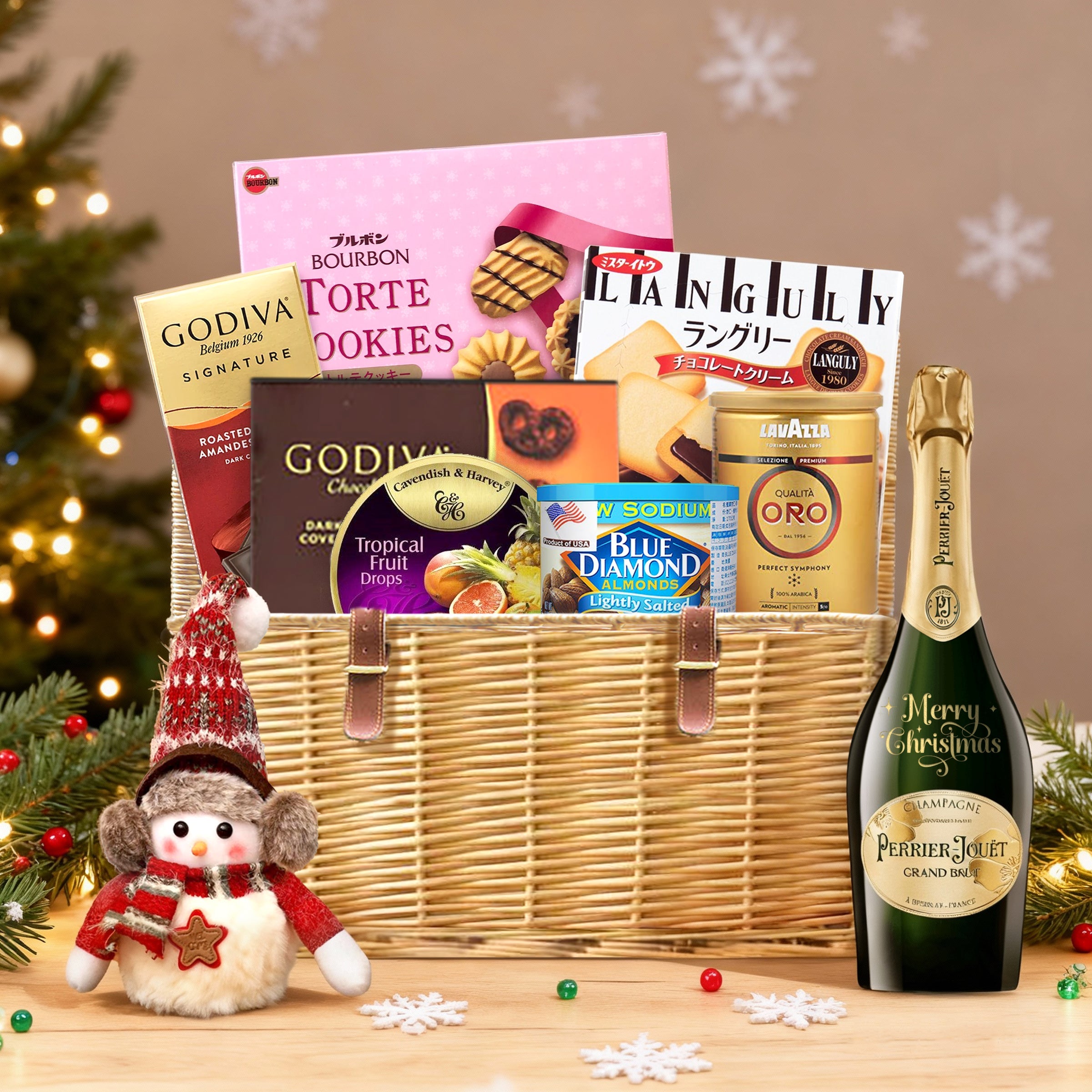 Christmas Champagne & Food Hamper | Customized Hamper Christmas Gift For Clients