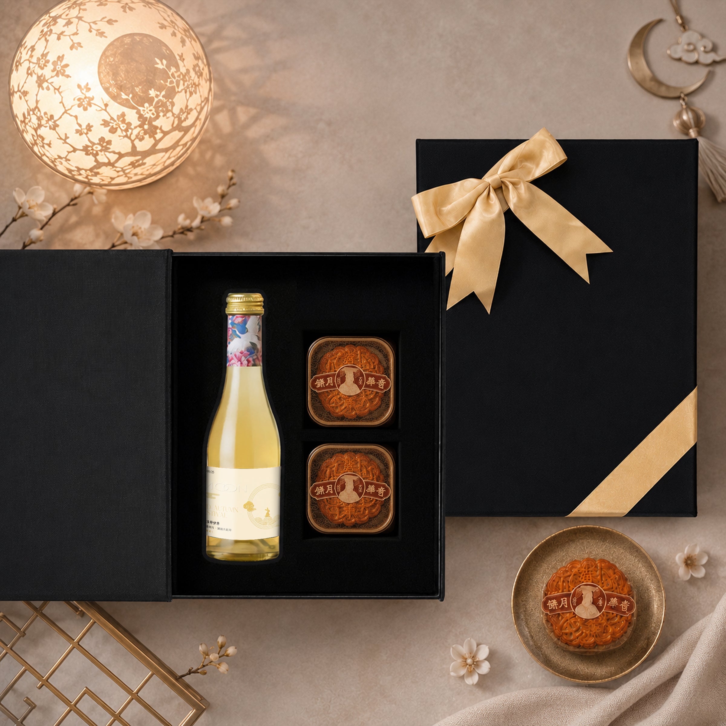 Mid-Autumn Festival Red Wine Surprise Gift Box – A curated hamper featuring snacks and personalized red wine. An ideal, thoughtful gift for clients, relatives, friends, and elders