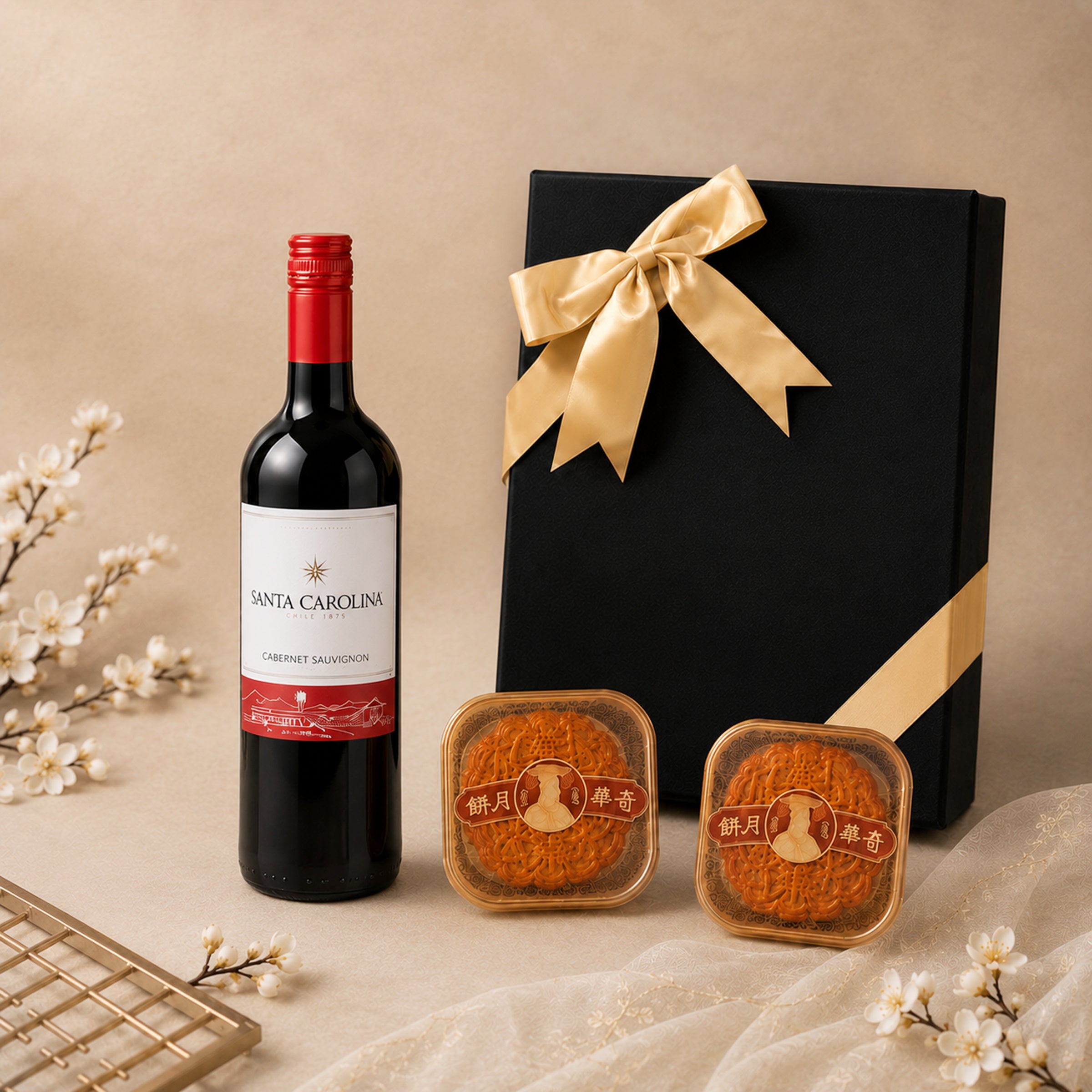 Mid-Autumn Festival Gift Sets: Custom Wine Labels & Imported Red Wine. Popular Mooncake & Red Wine Gift Hampers—the Top Choice for Clients, Relatives, Friends, and Elders