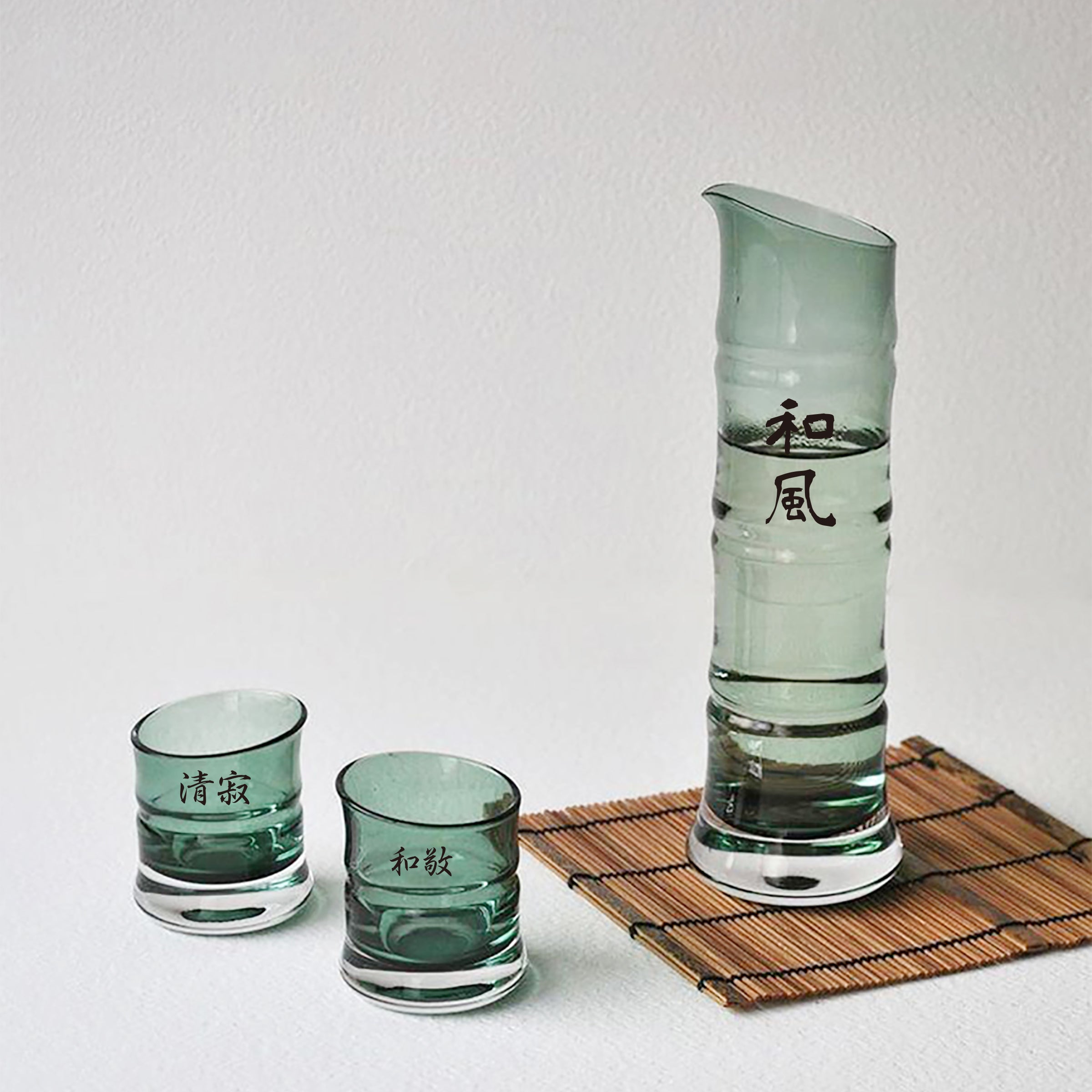 Customized|Japan imported Hirota Glass Bamboo Sake Set (engraved gift) customized birthday gift opening gift celebration gift commemorative gift