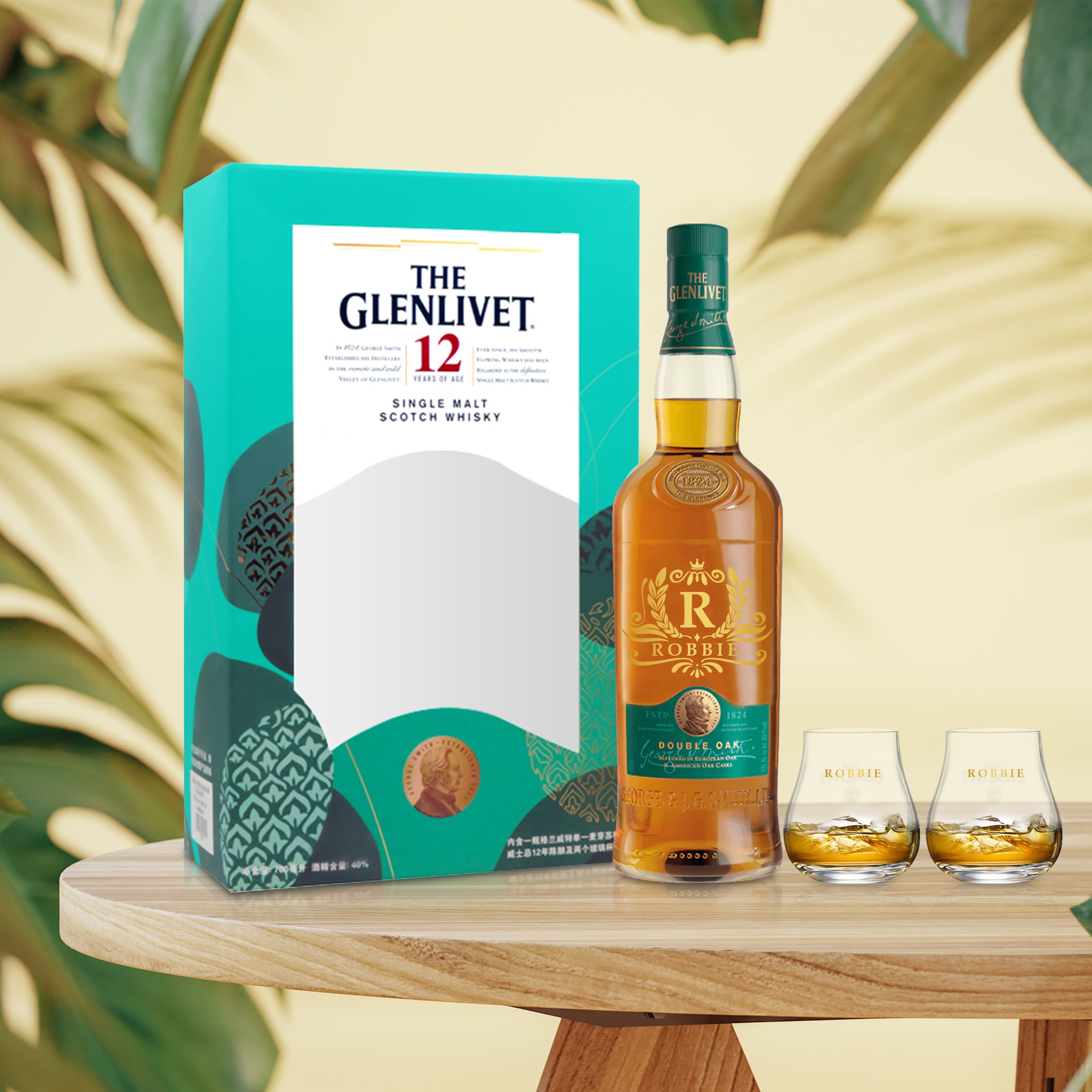 Glenlivet|Customized gift (text engraving) Glenlivet 12-year-old whiskey set birthday gift