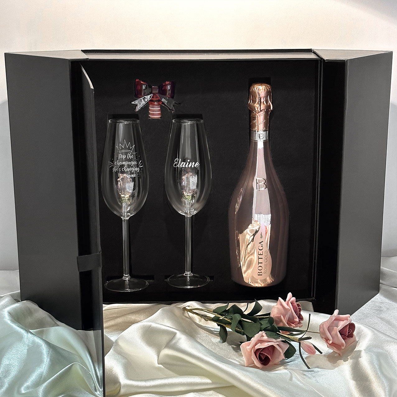 Bottega Manzoni Moscato Rose Three-dimensional rose champagne glass gift box couple anniversary gift romantic celebration for sisters DY01-367
