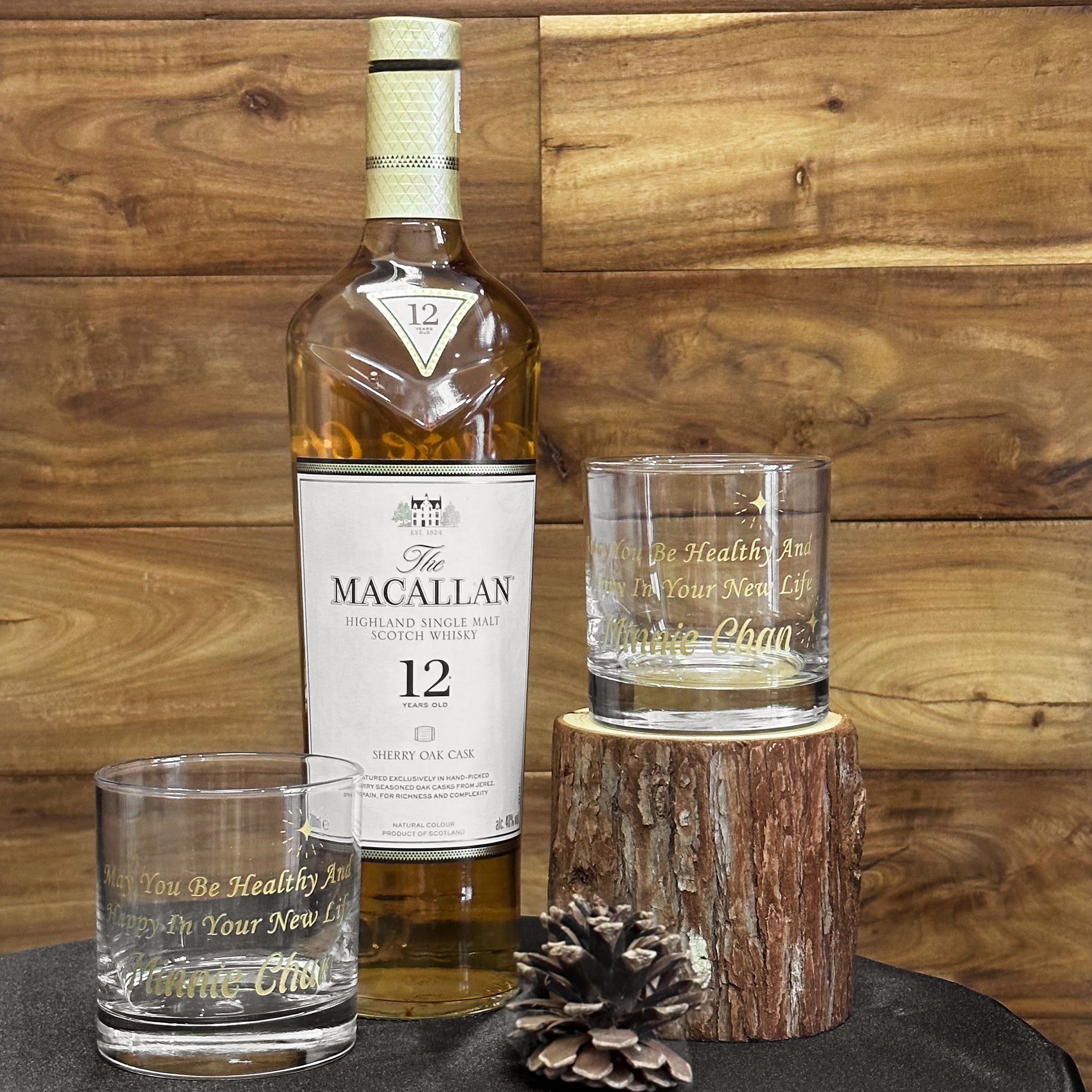Corporate gifts 丨Macallan Sherry Oak 12 Gift Set |Macallan Sherry Cask 12 Years & Bottega Whiskey Glass Set Retirement Thank You Gift DY04-184