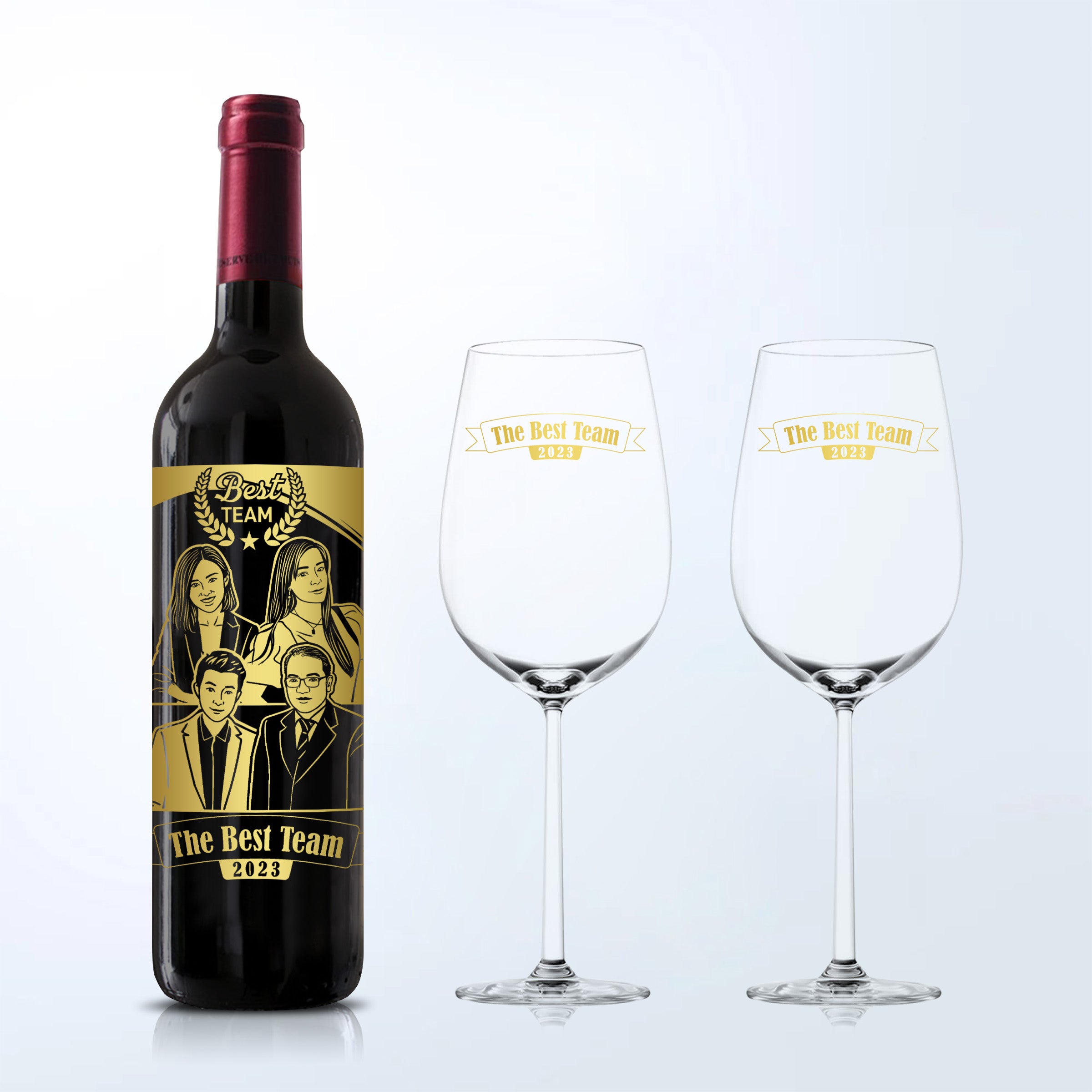 Customized Corporate Team Celebration Wine Event Wine (Portrait Engraving)