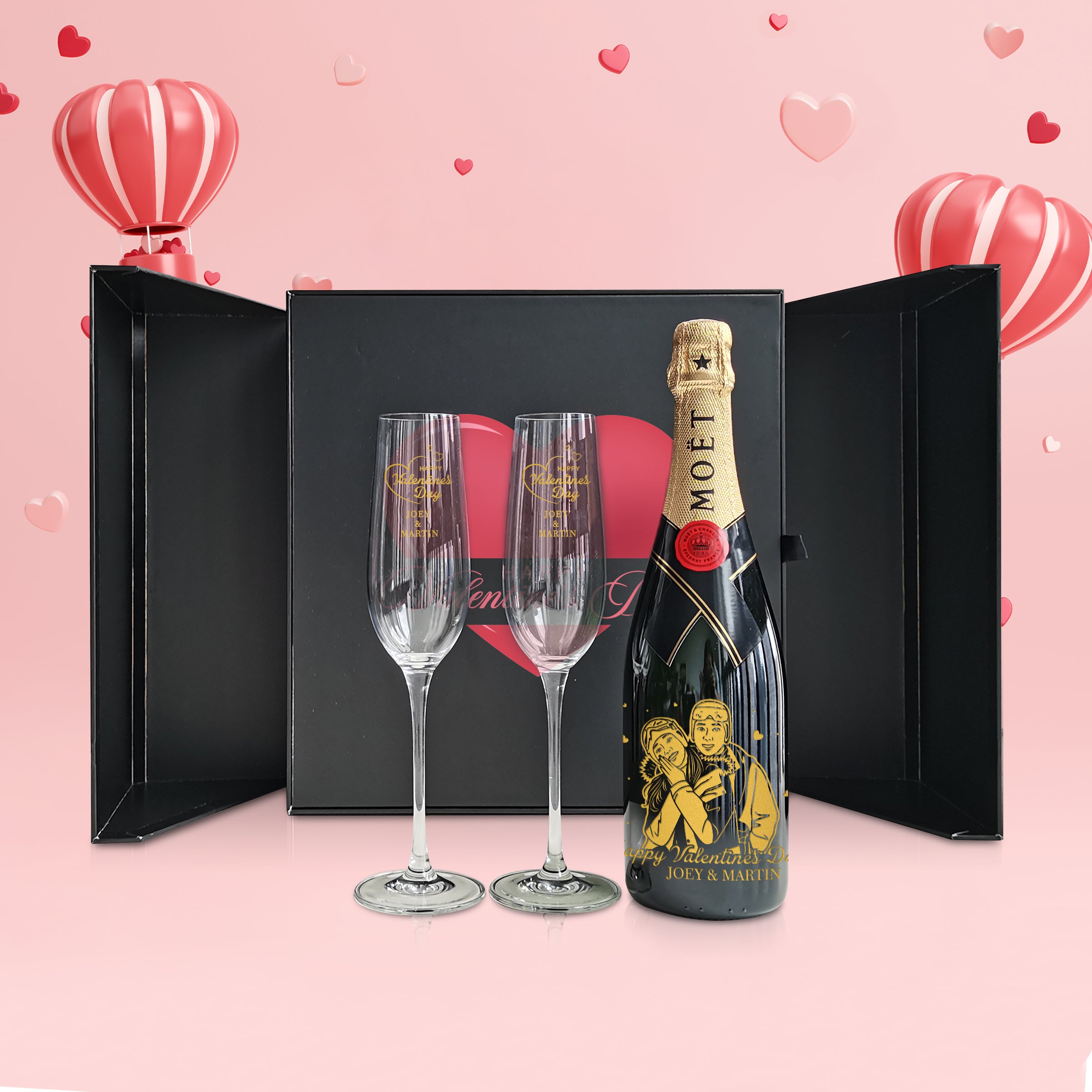 【Romantic Valentine's day】Romantic Valentine's Day Champagne Gift (Moet Customized) Engraved Gift