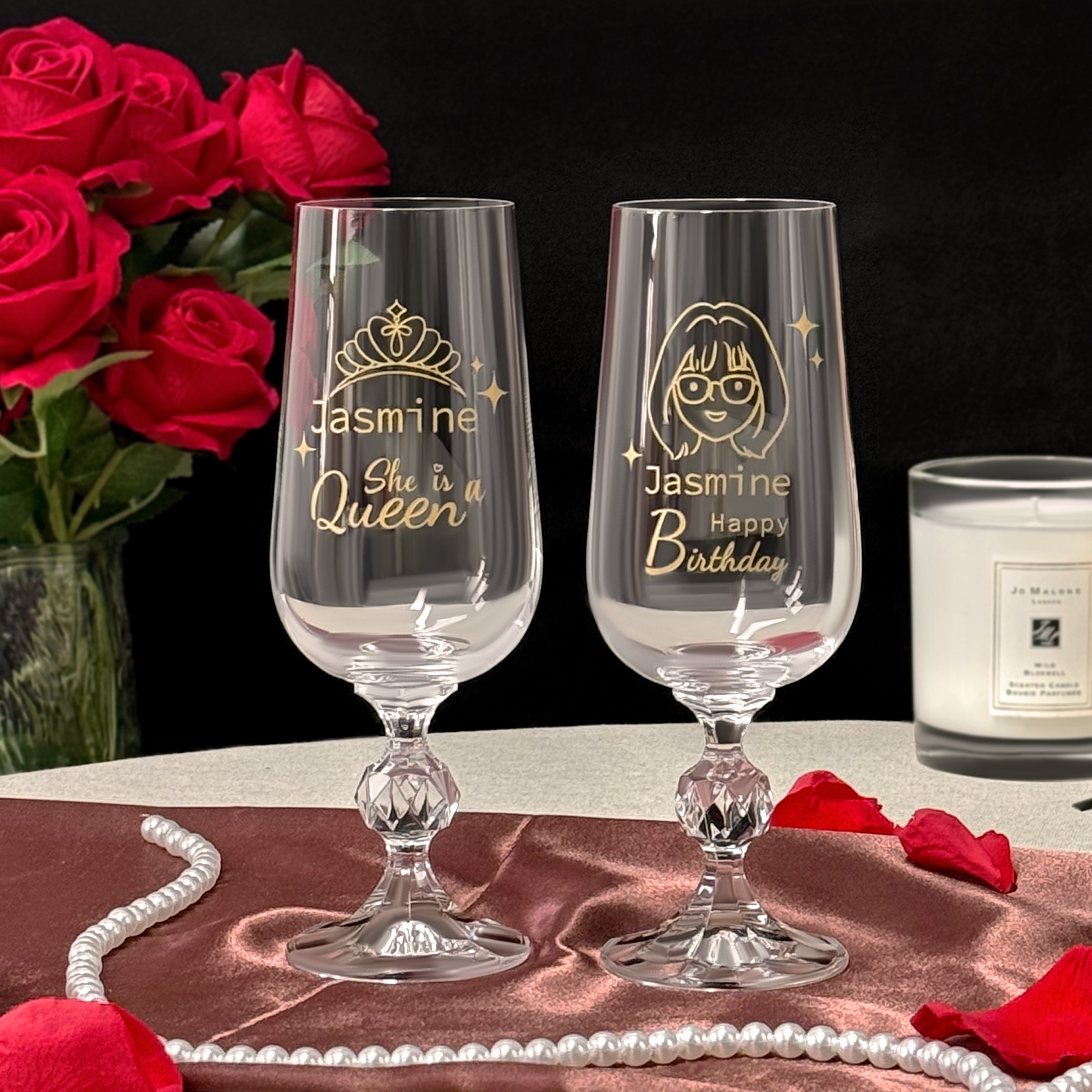 Custom Engraved Blessings & Portrait Artwork Personalized Gift for Birthdays, Celebrations & Special Occasions Engraved Wine Glass Gift Box – A Unique & Romantic Present Creative Gift for Boyfriend, Friends, or Loved OnesDY01-415