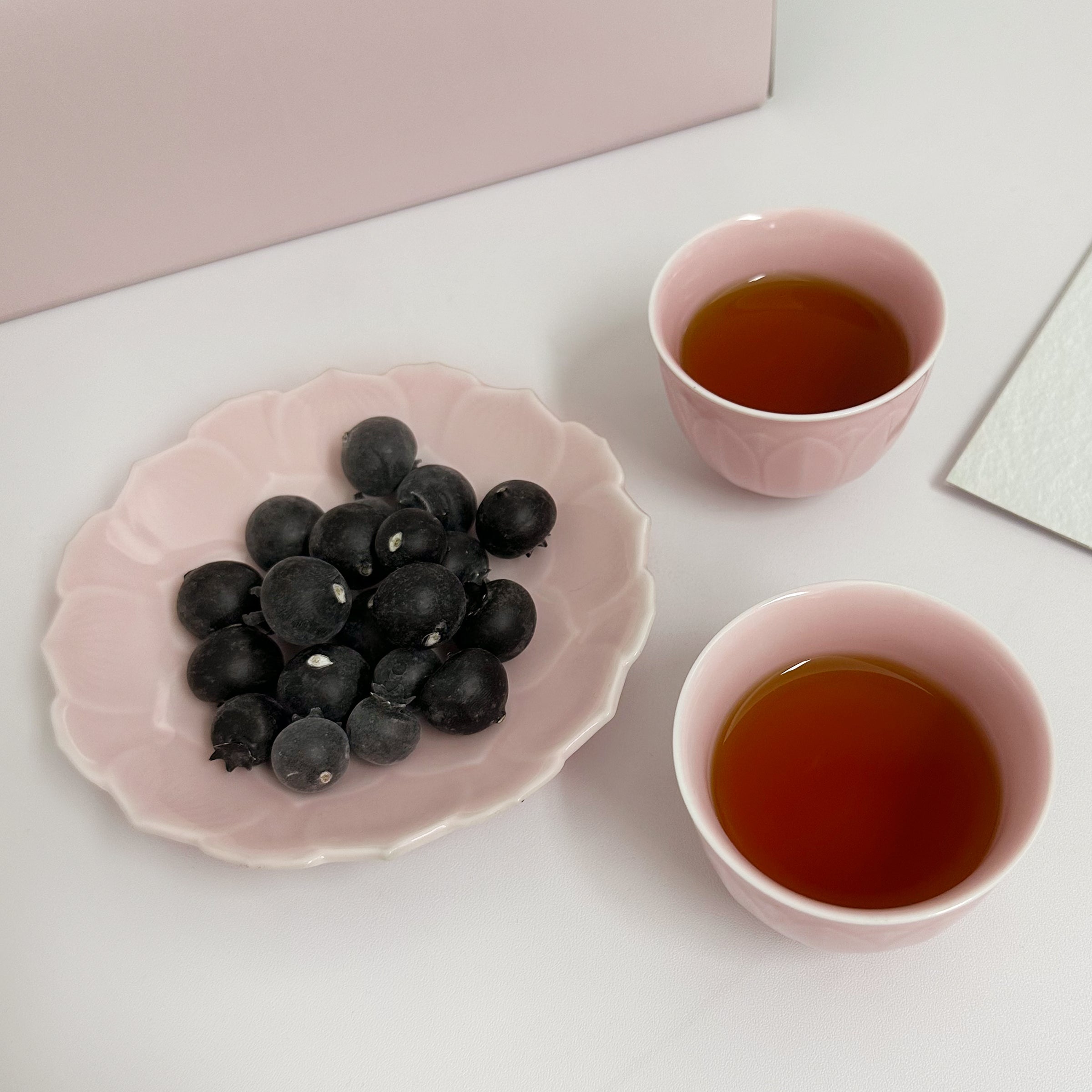 Chinese tea set gift丨Pink tea set Tea cup snack tray gift box Bubu Shenglian tea snack tray practical for home use and a must-have for gift giving DY02-73