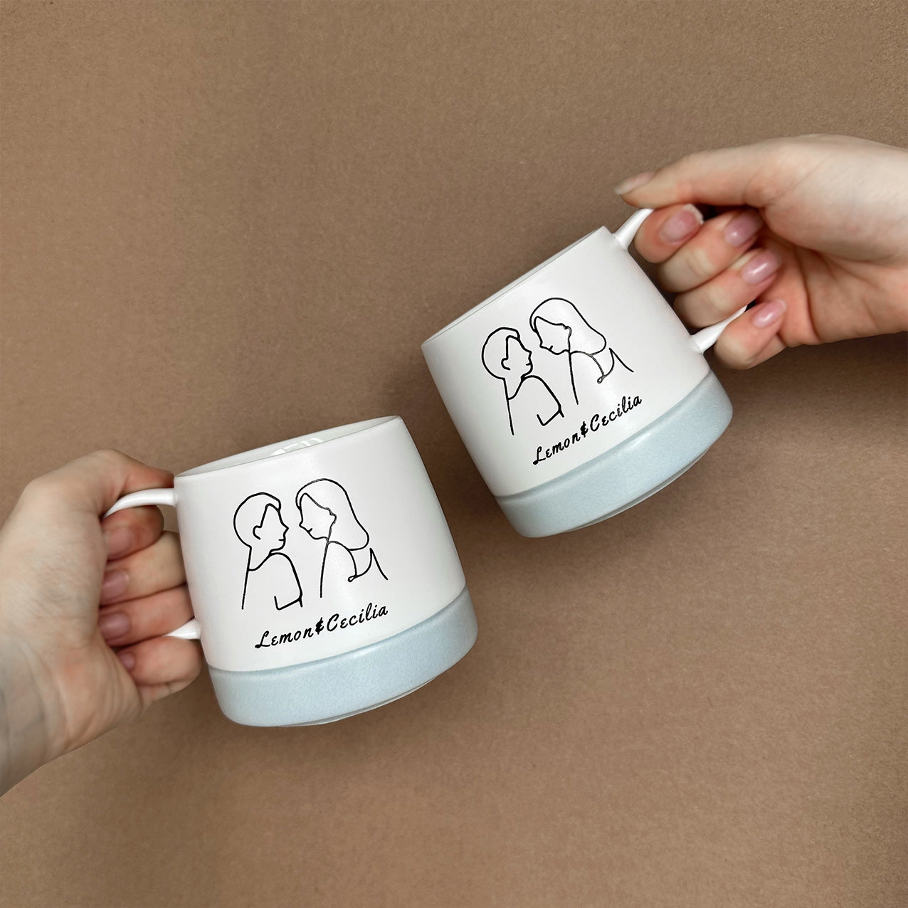 Anniversary gifts | Ceramic mug set gifts (engraved gifts) customized portrait commemorative gifts niche gifts for couples DY01-375
