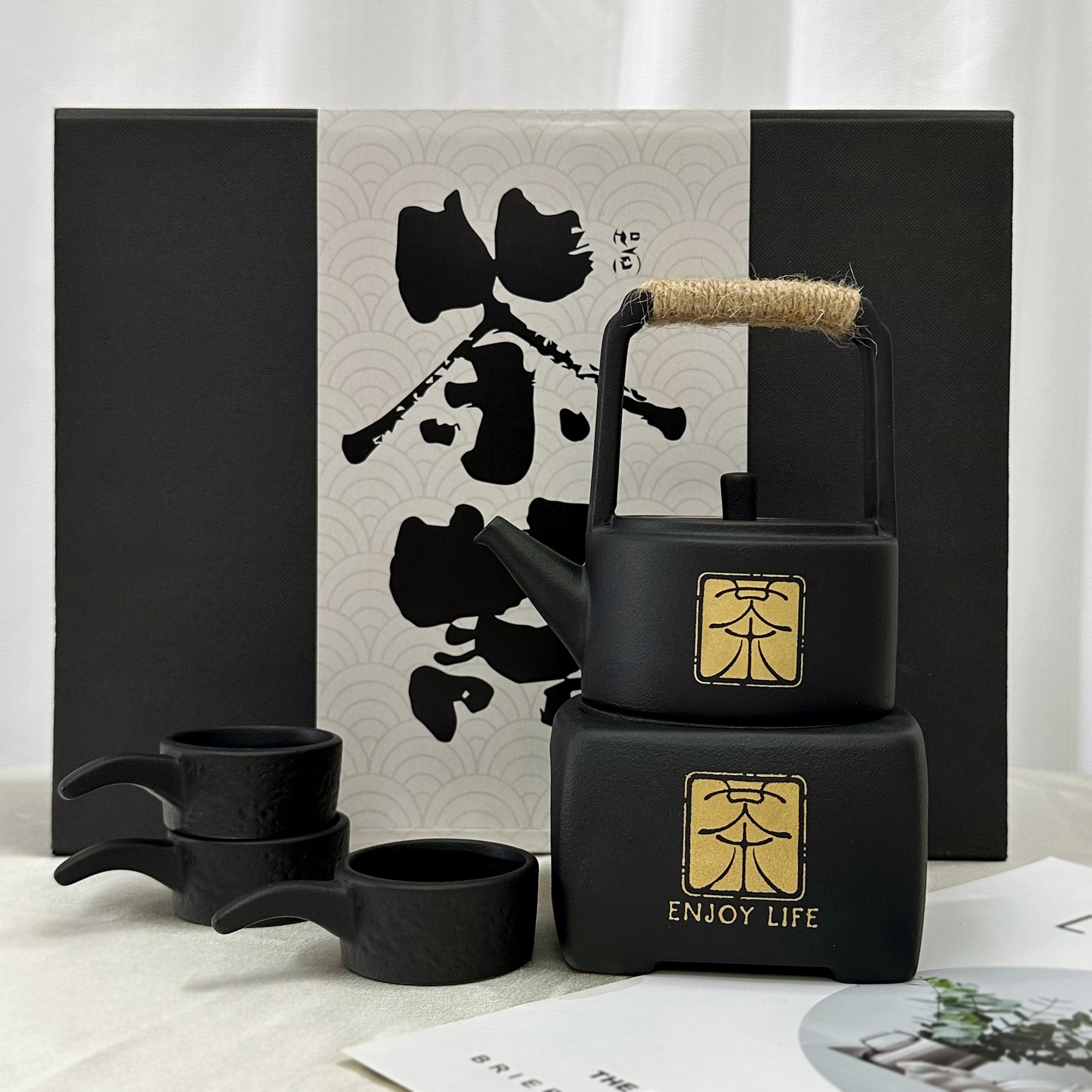 Business gifts丨Japanese style warm teapot gift box, heated base, text engraving, customized warm tea customized gift DY04-263