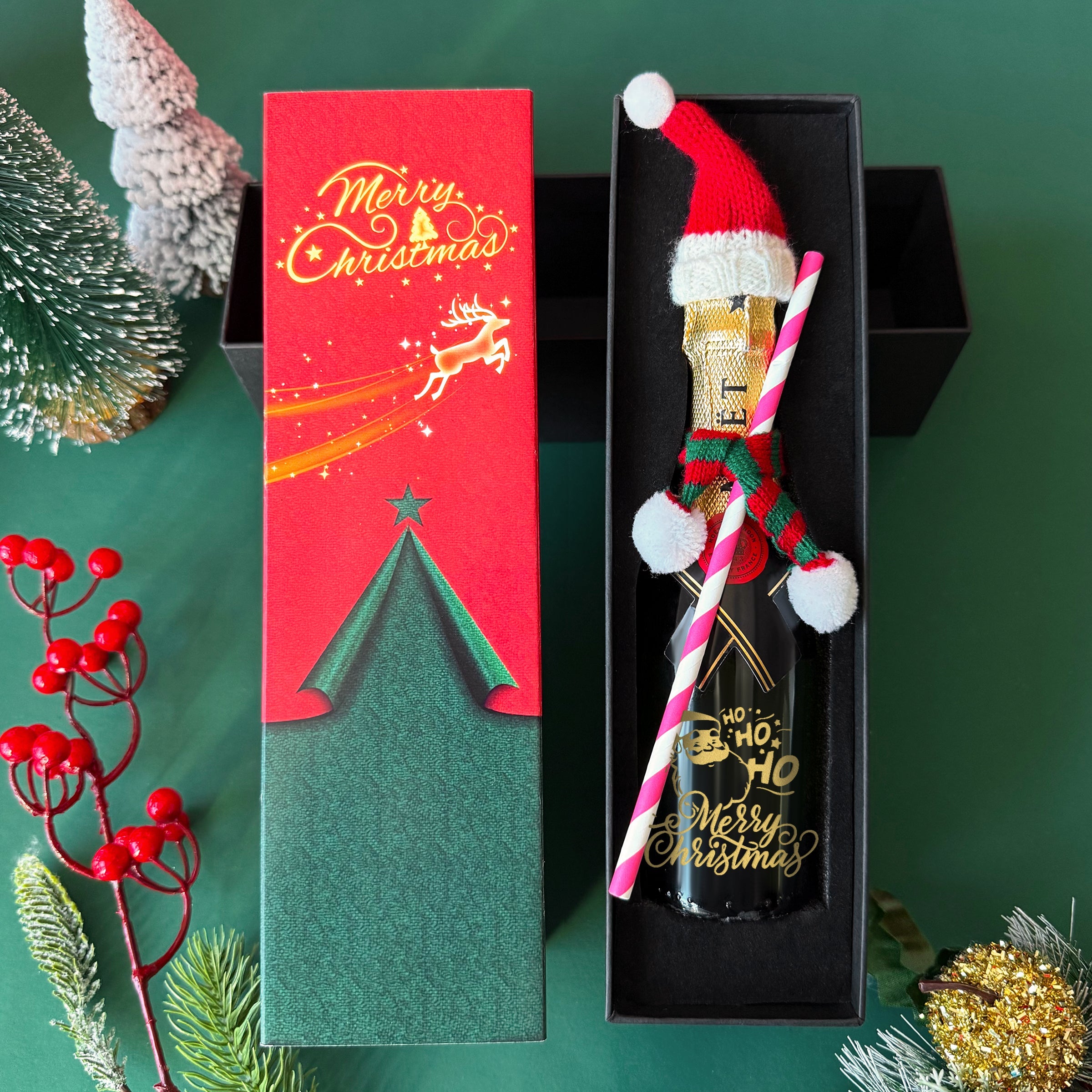Christmas Engraved Gift | Mini Moët & Chandon (In-Stock, No Customization) | Special Customization for Holiday Gift Exchange | Gift for Friends and Couples | Christmas Gift