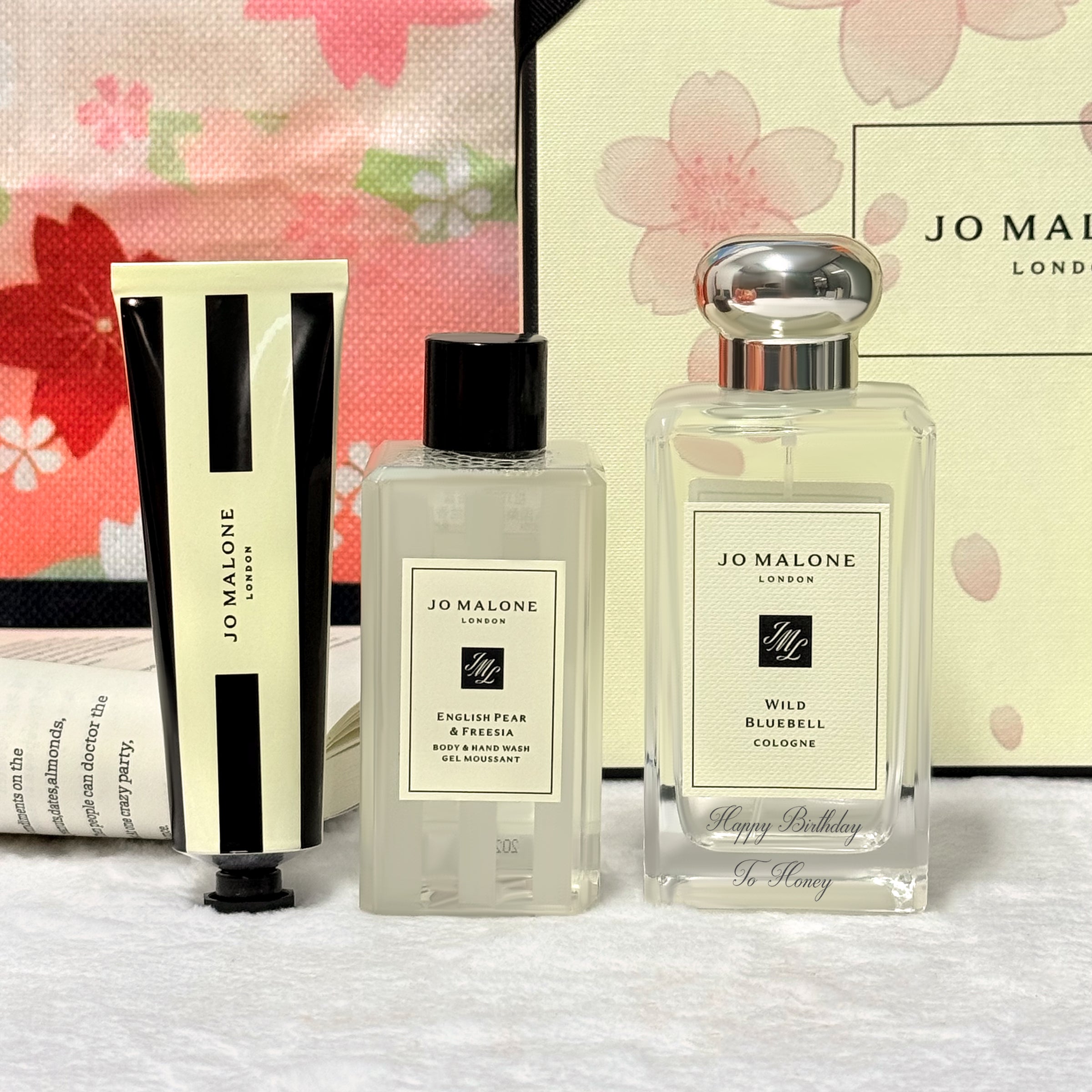 Custom Jo Malone Perfume Gift Set - Wood Sage & Sea Salt Cologne with Engraved Text, Personalized Box Design, Sakura Romantic Gift Box Jo Malone Perfume box customization DY01-415