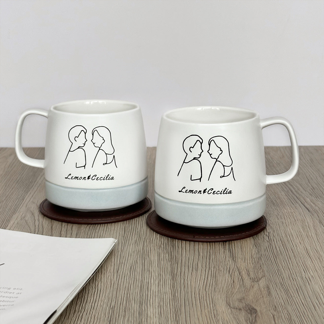 Anniversary gifts | Ceramic mug set gifts (engraved gifts) customized portrait commemorative gifts niche gifts for couples DY01-375