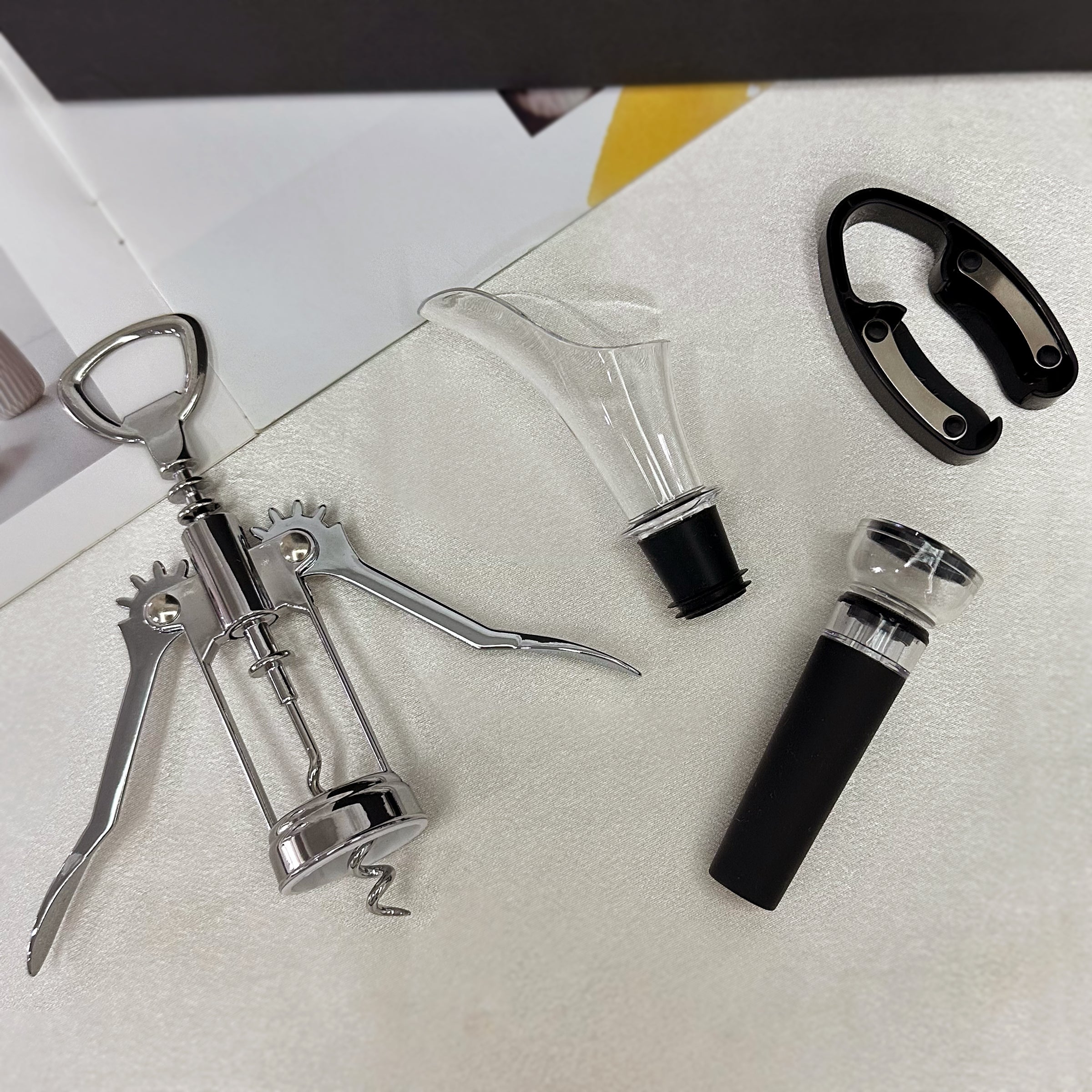 Bottle Opener Set丨Customized Gifts Red Wine Bottle Opener Gift Box Whiskey Bottle Opener Set Tinfoil Knife Red Wine Degassing Stopper Must-Have Gifts DY02-74