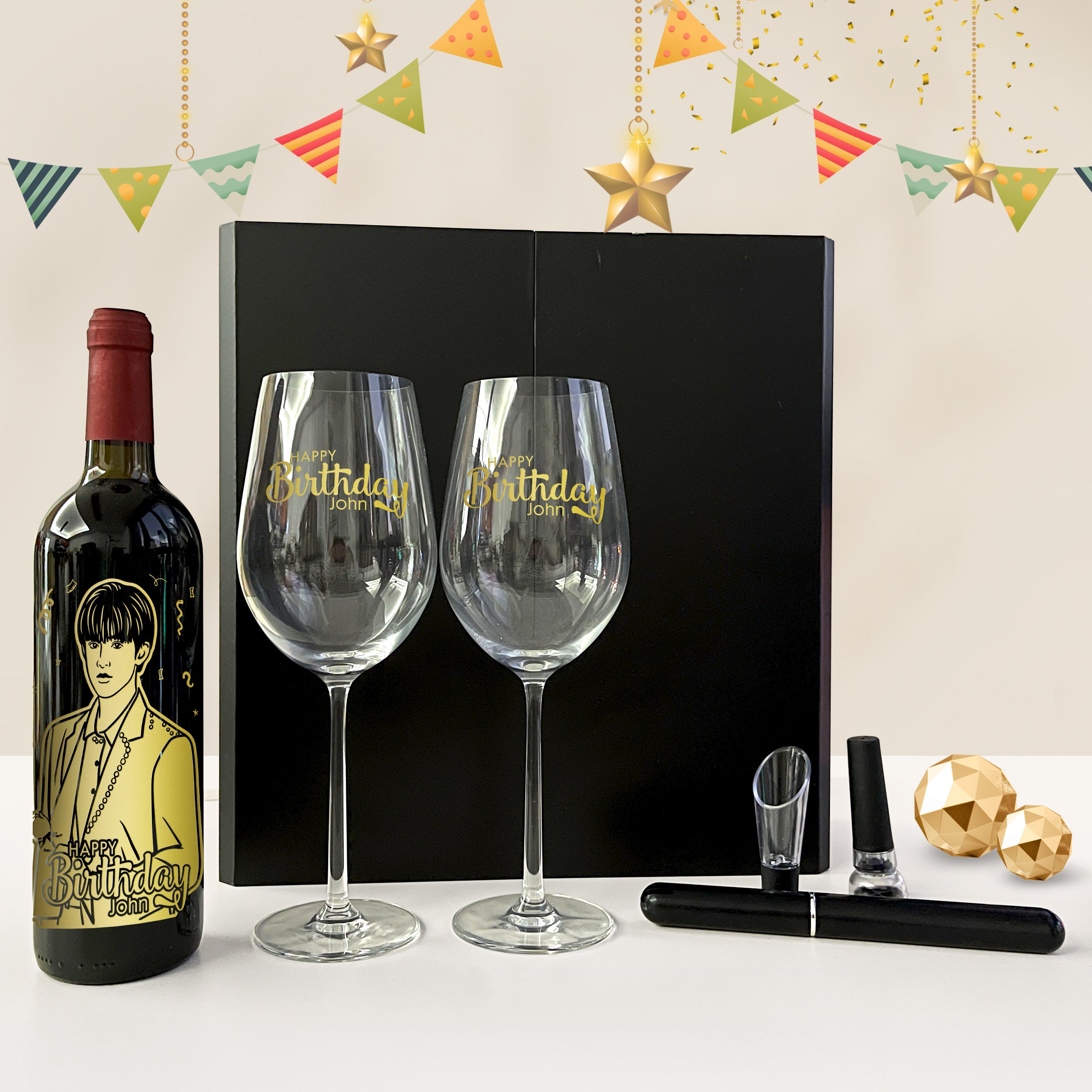 Birthday gift | Gift box set (engraved gift) customized red wine gift set birthday gift for boyfriend or friend