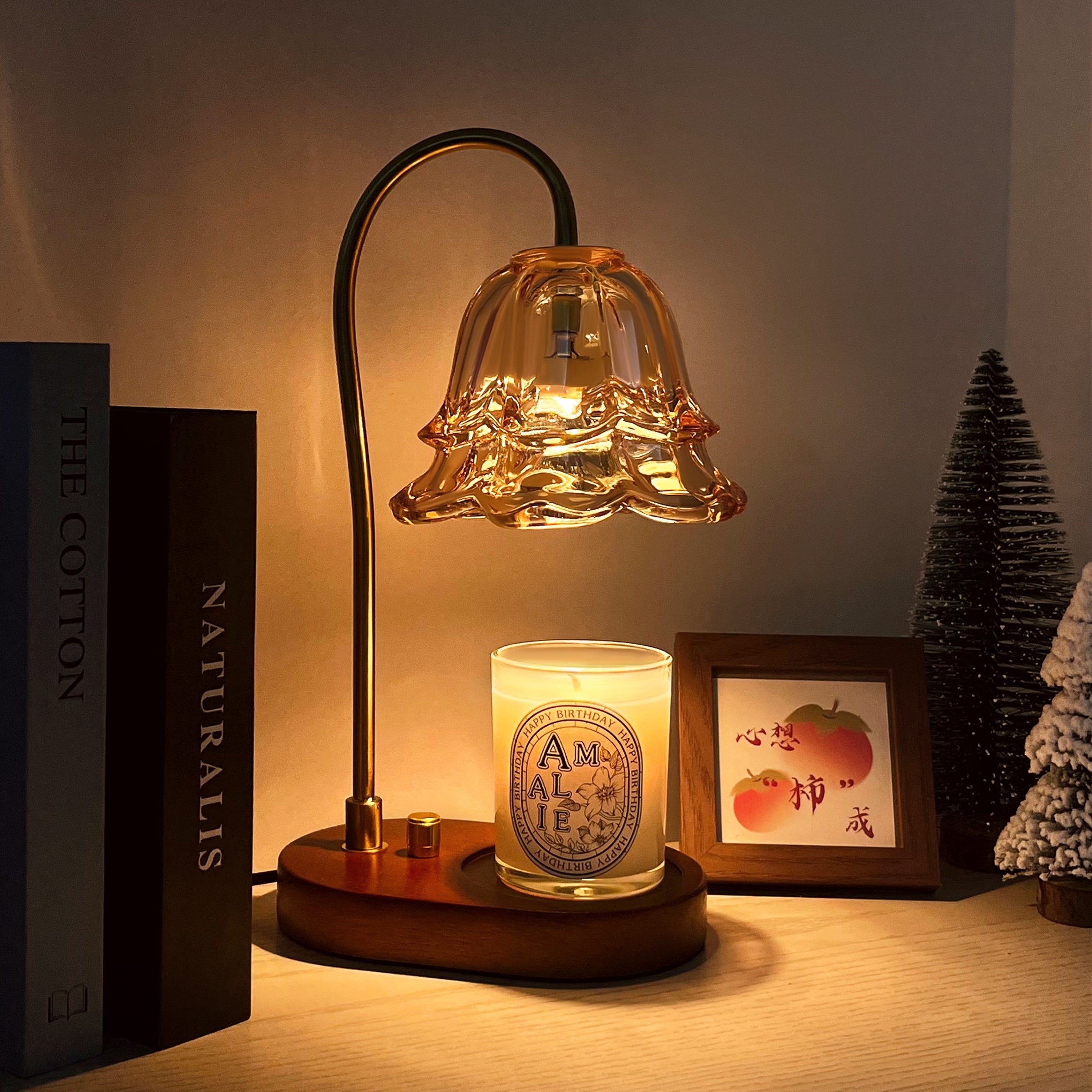 Aromatherapy Lamp Gift Set - Includes Scented Candle & Flameless Wax Melt Diffuser, with Customizable Candle Labels & Personalized Name Engraving. A Creative Keepsake Gift for Sisters, Couples, and Aromatherapy EnthusiastsDY01-408