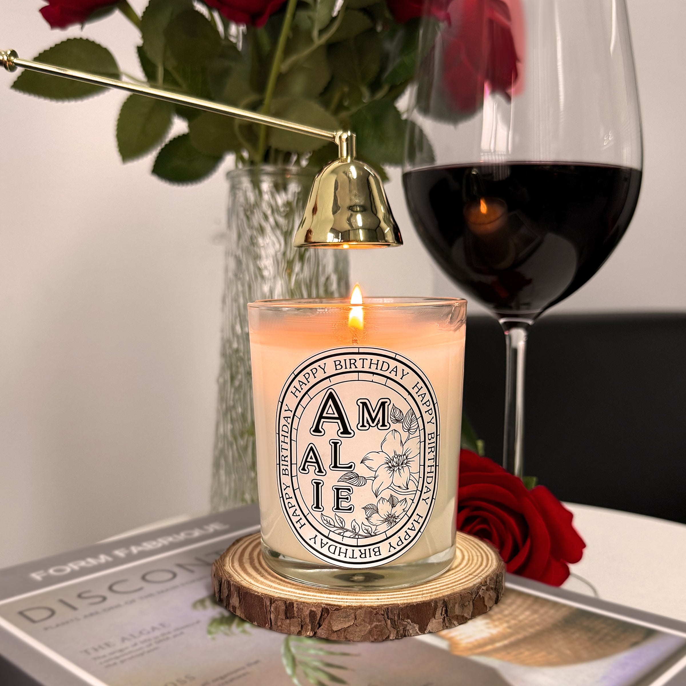 International Women's Day Gift Recommendation Customized portrait red wine gift box Aromatherapy candle sticker Customized name set Elegant and high-end gift for girls Birthday surprise customized gift Red wine aromatherapy gift set DY05-62