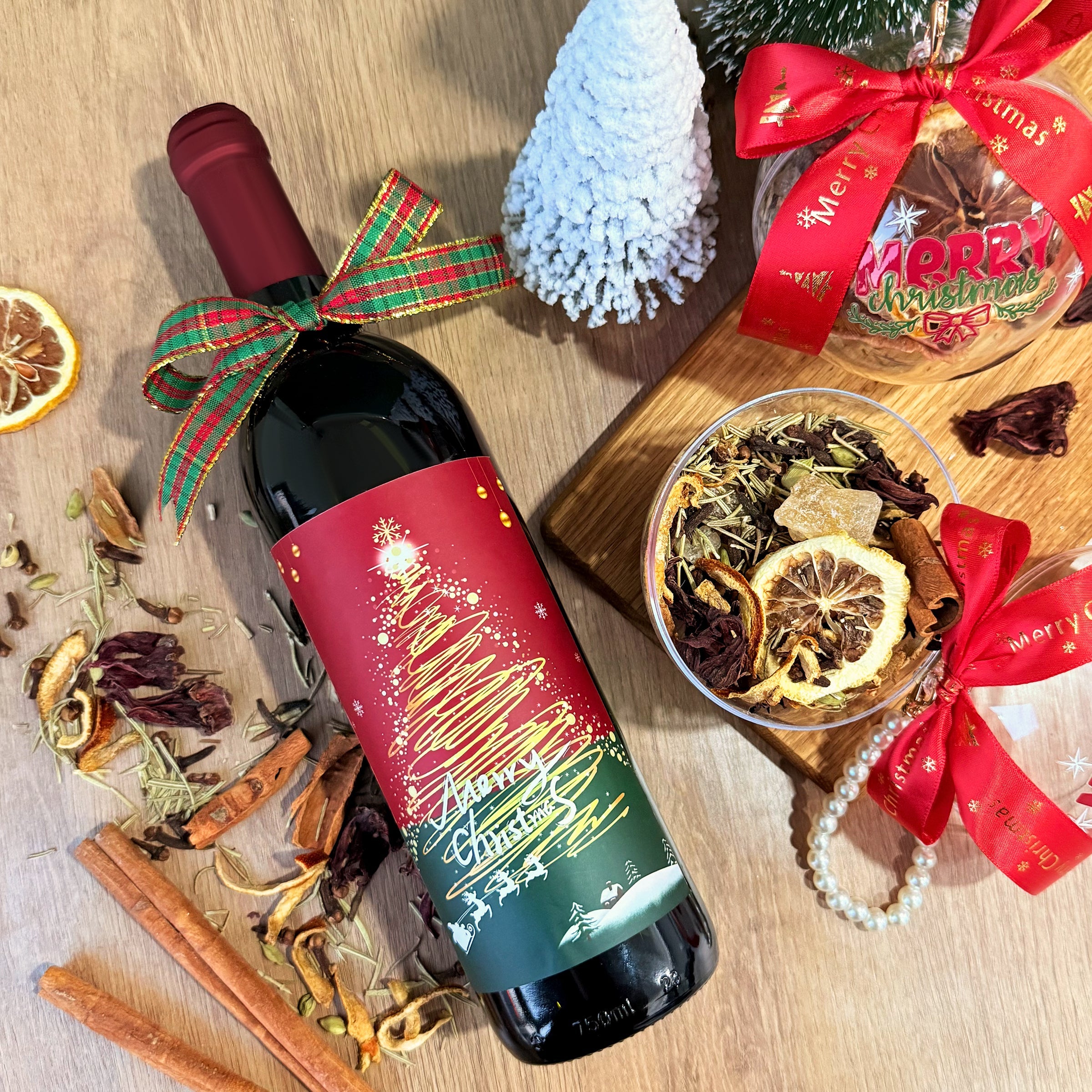 【Hot Mulled Wine Set】Christmas Gift – Cozy and Festive DIY Mulled Wine Kit with Recipe Card, Easy to Make – Perfect Christmas Gift for Couples, Newlyweds, or Gift Exchanges