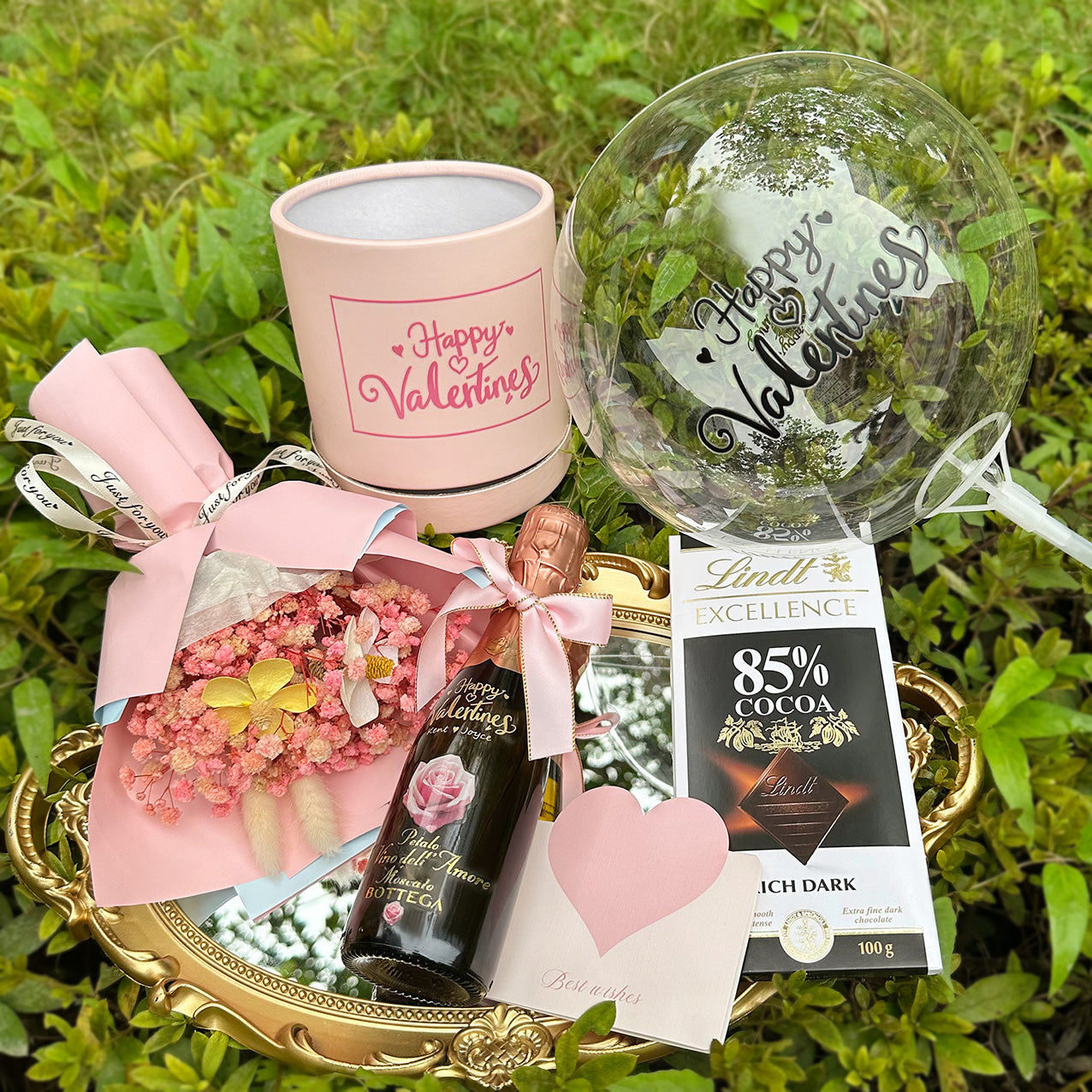 Mini Bottega Customized text and name, engraved gift basket, customized wedding anniversary couple, niche pink gift for girlfriend Valentine Set-Pink-DY01-373