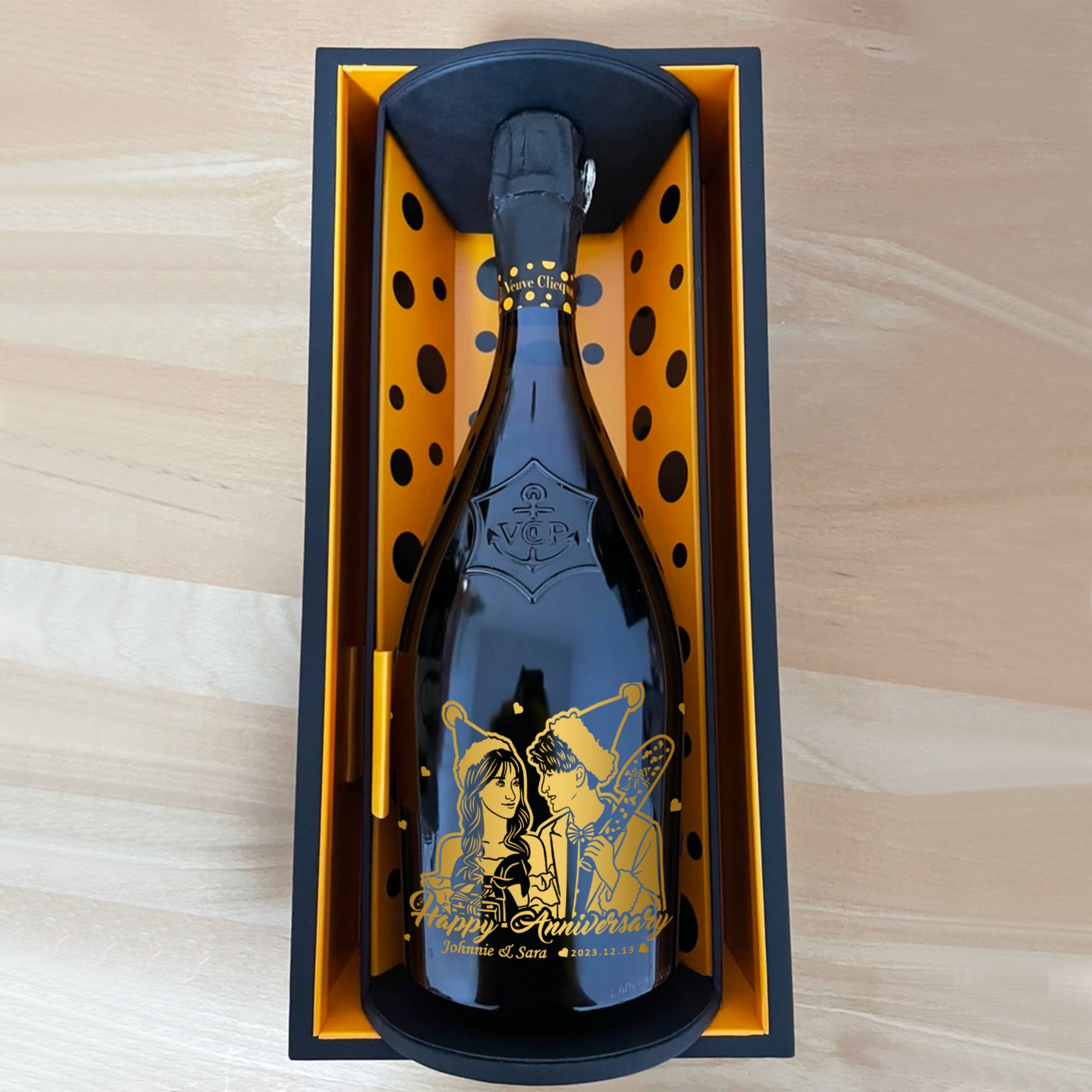Original gift box | French Veuve Clicquot & Yayoi Kusama engraved gift, couple gift, commemorative gift, customized