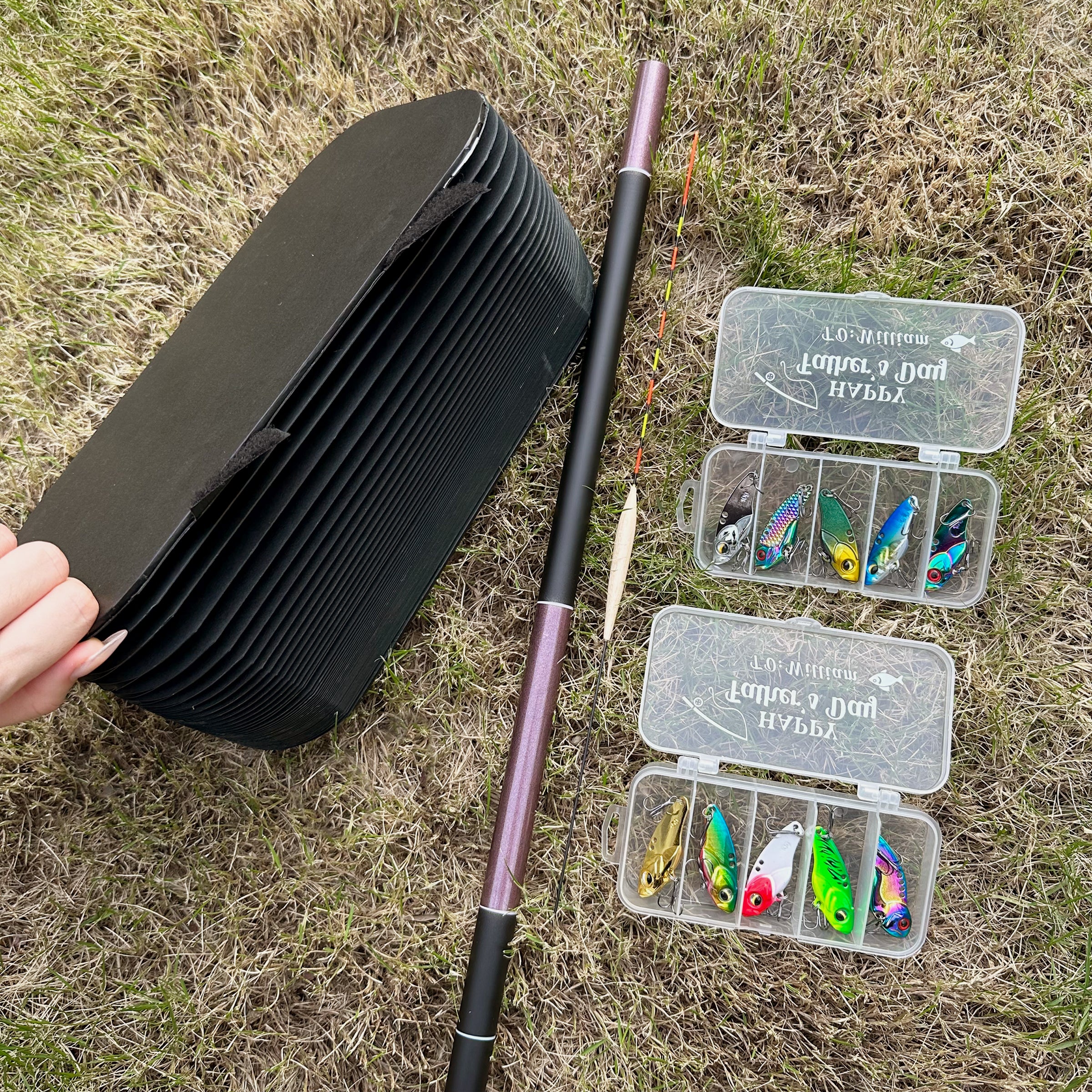 Father's Day Gift Box丨Portable Fishing Stool Outdoor Folding Stool Portable Gift Box Essential for Fishing Fake Bait Set Gift for Fishing Lovers