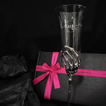【Metal Base Wine Glasses】Personalized Champagne Glasses Skull Champagne Glasses (Lettering Gifts) Birthday Gifts Exchange Gifts