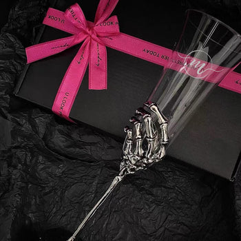 【Metal Base Wine Glasses】Personalized Champagne Glasses Skull Champagne Glasses (Lettering Gifts) Birthday Gifts Exchange Gifts