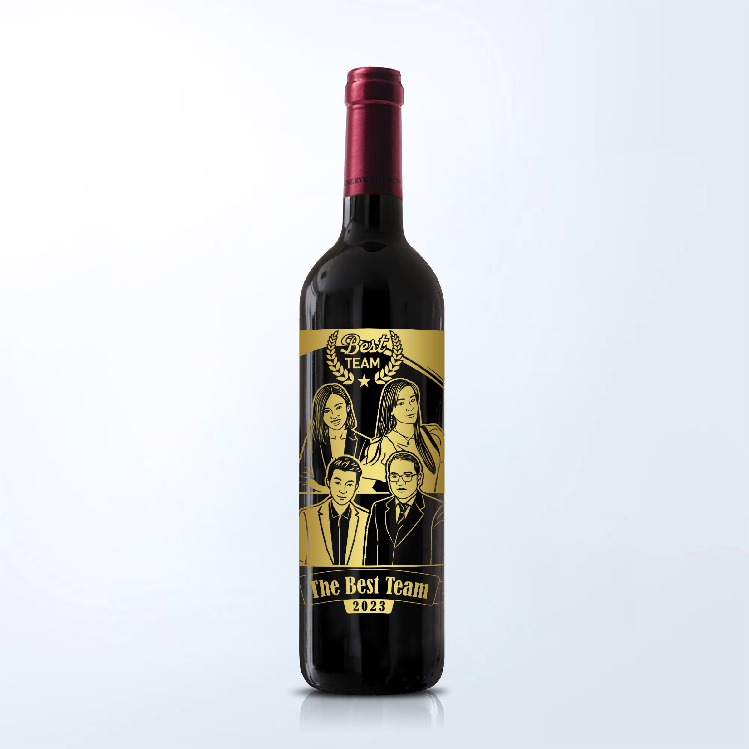 Custom Corporate Team Celebration Wine Event Wine (Portrait Carving) succeed