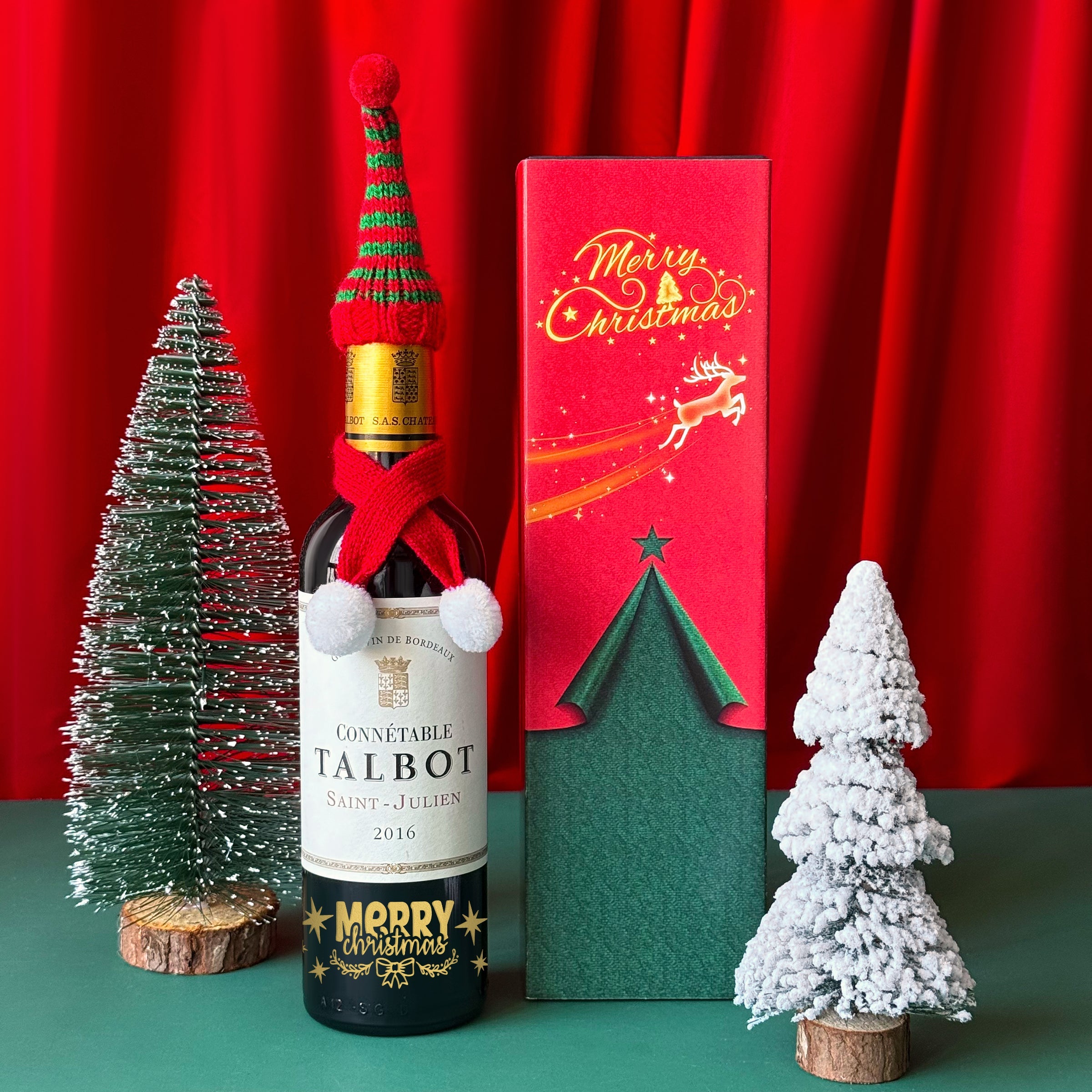 Christmas Gift | Mini Red Wine (In-Stock Engraved Gift) for Colleagues and Friends | Christmas Atmosphere Gift Box | Couple's Gift for Girlfriend or Boyfriend | Christmas Exchange Gift