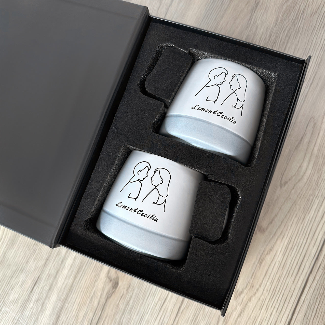 Anniversary gifts | Ceramic mug set gifts (engraved gifts) customized portrait commemorative gifts niche gifts for couples DY01-375