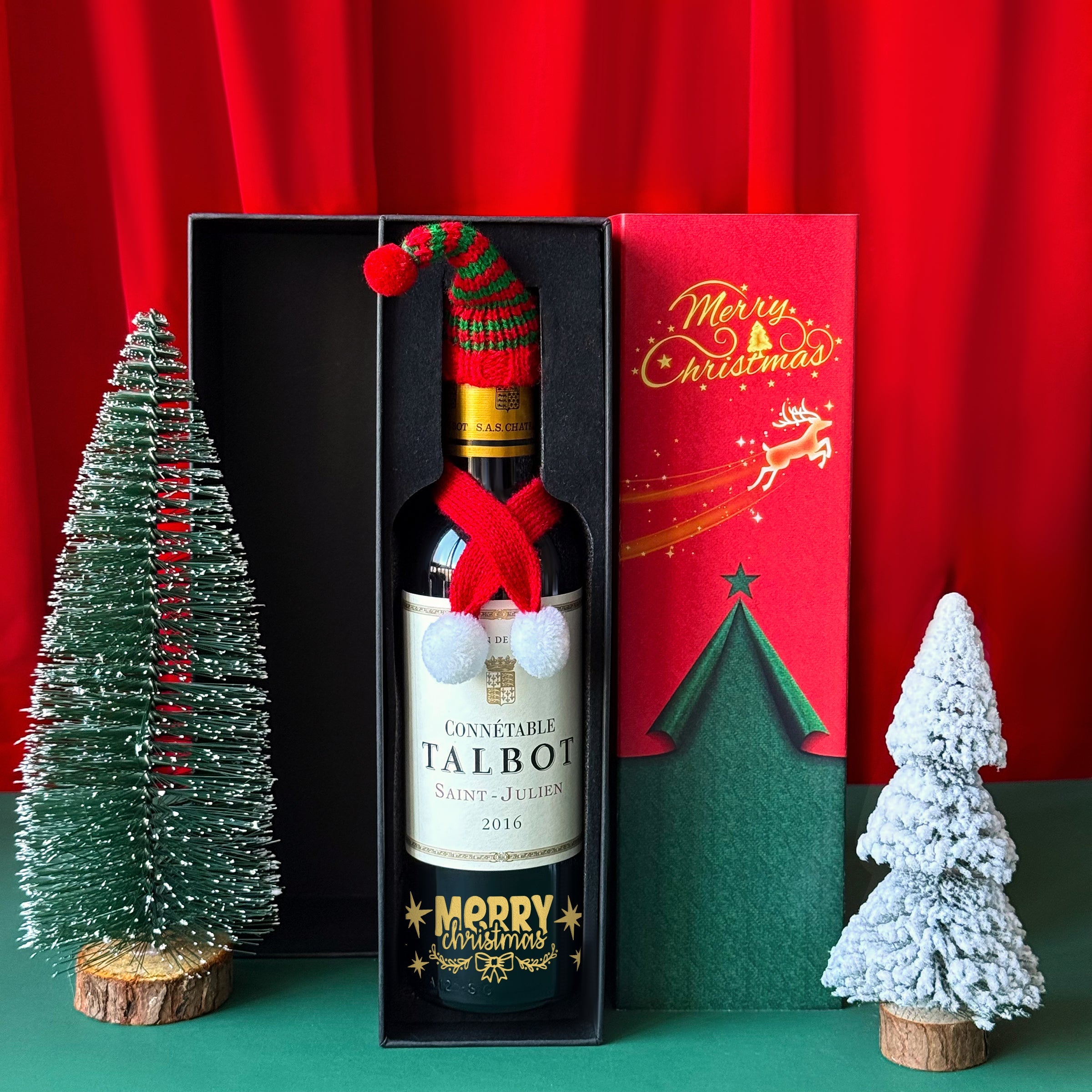 Christmas Gift | Mini Red Wine (In-Stock Engraved Gift) for Colleagues and Friends | Christmas Atmosphere Gift Box | Couple's Gift for Girlfriend or Boyfriend | Christmas Exchange Gift
