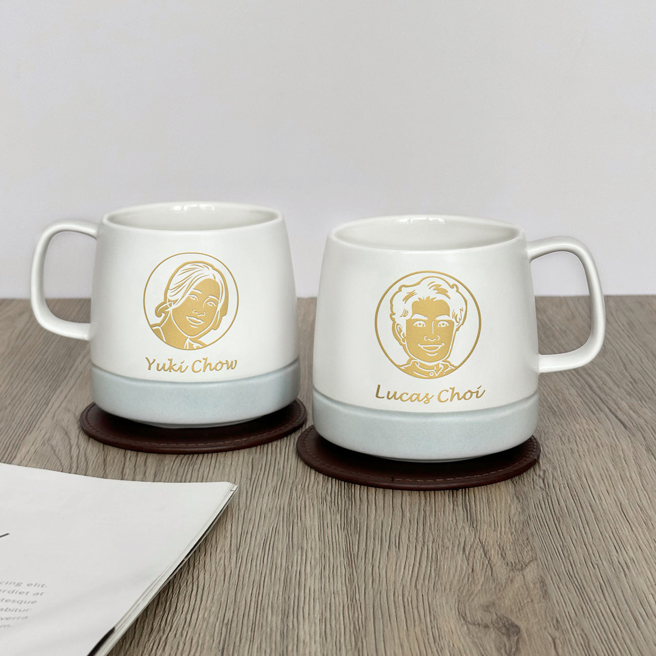 Anniversary gifts | Ceramic mug set gifts (engraved gifts) customized portrait commemorative gifts niche gifts for couples DY01-375