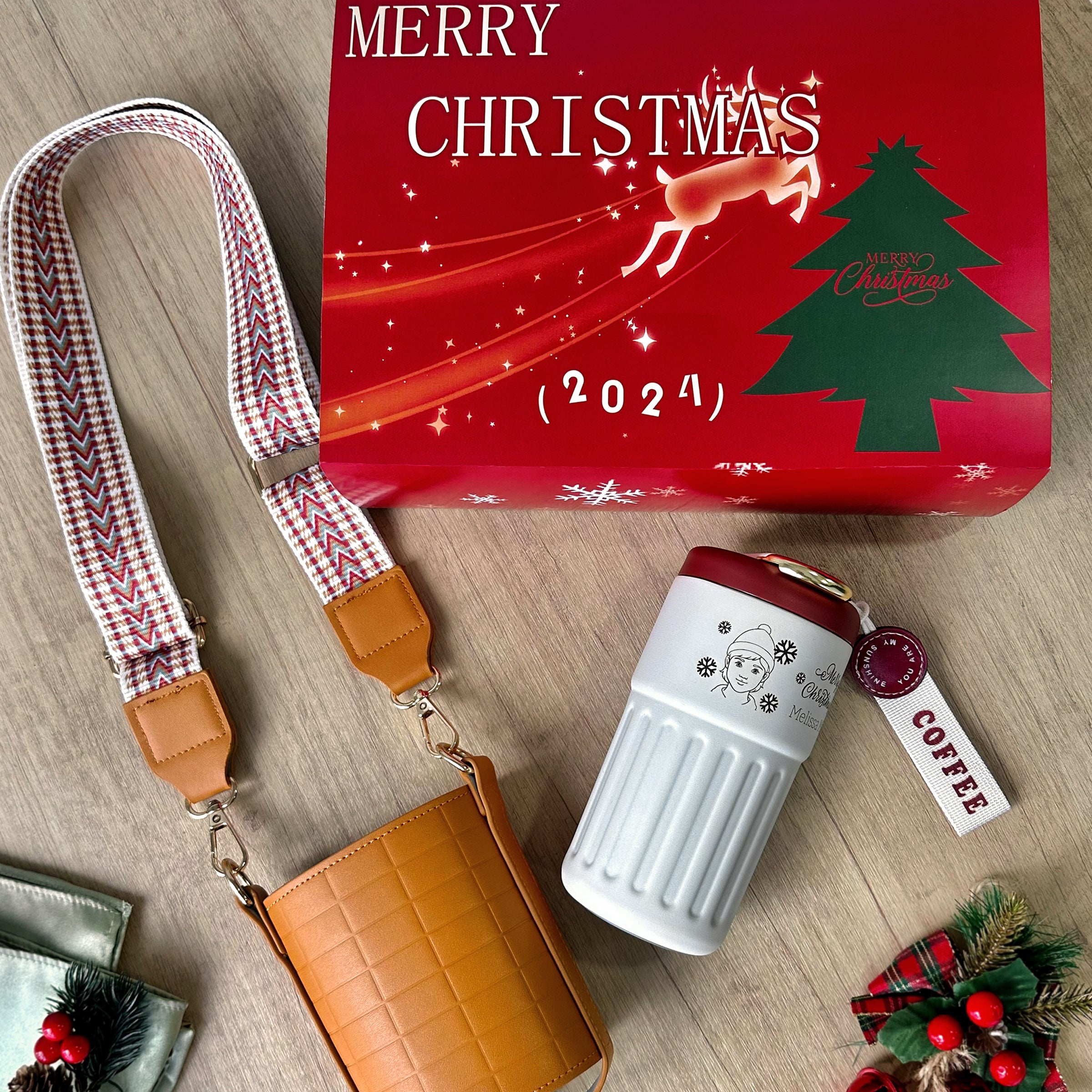 Christmas Thermos Cup Set 2024 – Custom Portrait Engraving, Festive Vibe, Couple Thermos Cups, Personalized Christmas Gift Box, Surprise Creative Gift DY05-55