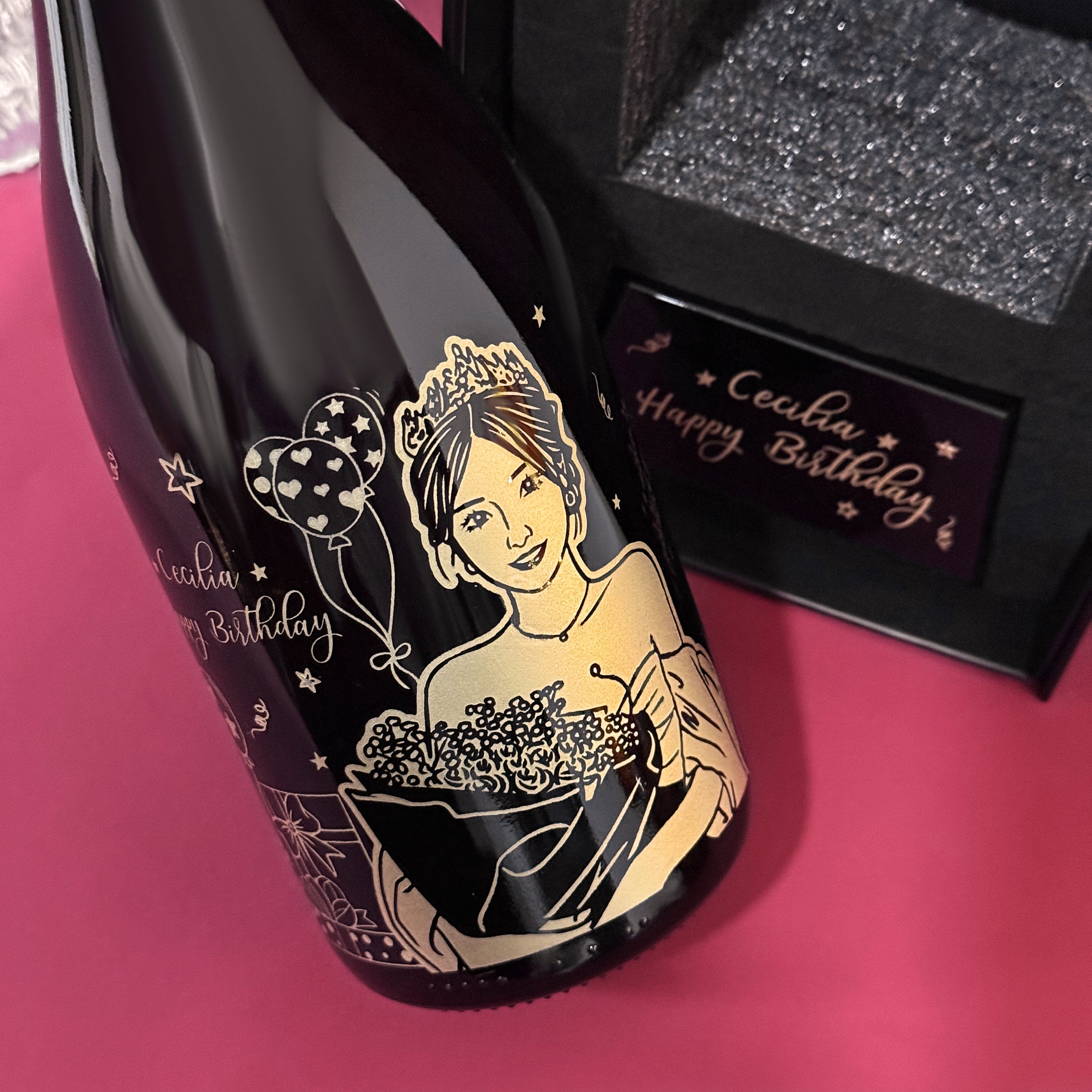Birthday Gift | Commemorative Trophy Personalized Champagne Engraved with Portrait and Text | Surprise Creative Gift Set | Custom Gift Box Engraving | Perfect for Friends birthday gift trophy setDY04-283