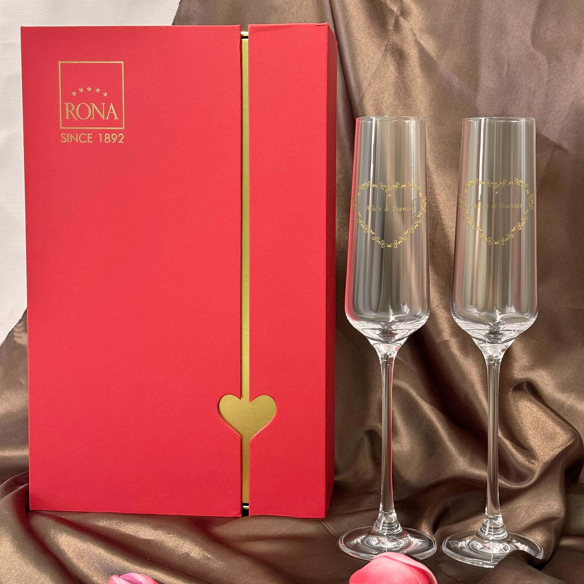 Customized Wedding Gift Set丨RONA Champagne Couple Glasses The Perfect