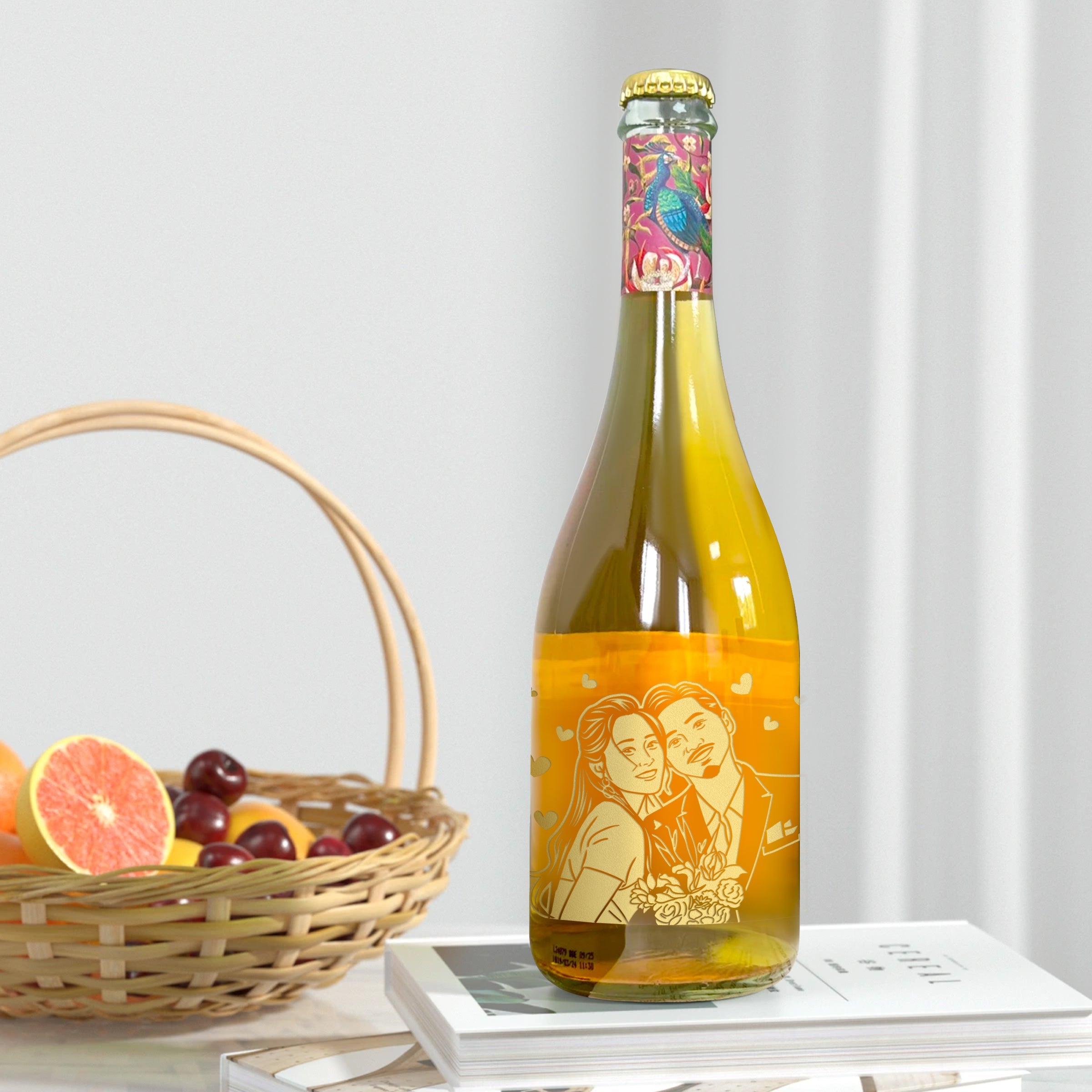 Anniversary Gift Set: Saicho Sparkling Tea & Custom Engraved Flutes – The Ultimate Romantic Gift for Her Non-alcoholic sparkling tea glass bottle custom made gift for girlfriend DY04-291