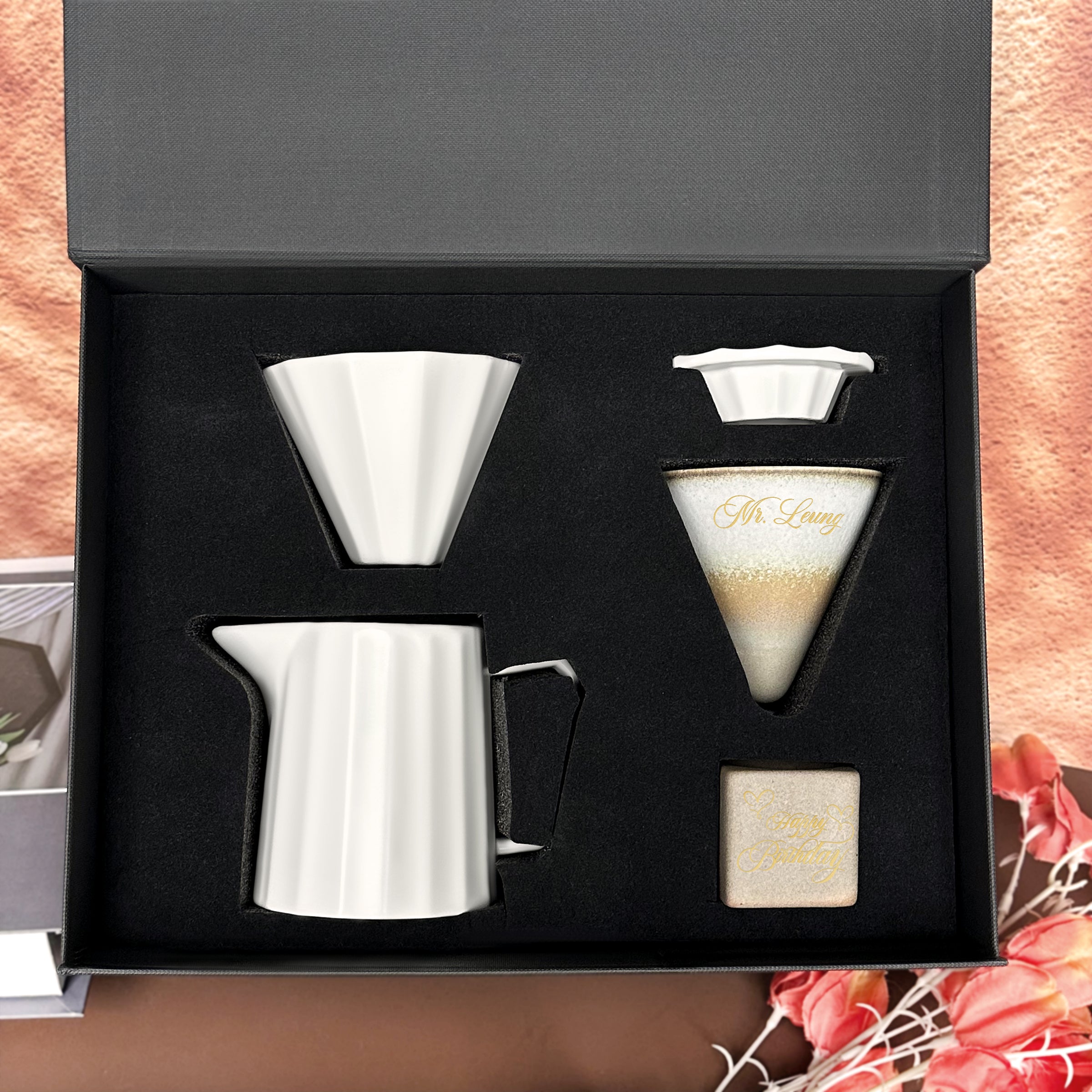 Coffee gift box set, customized, unique conical coffee cup, hand-brewed coffee pot, the first choice for business people, a birthday gift for best friends and friends, a must-have for home office company-coffee set-DY04-276