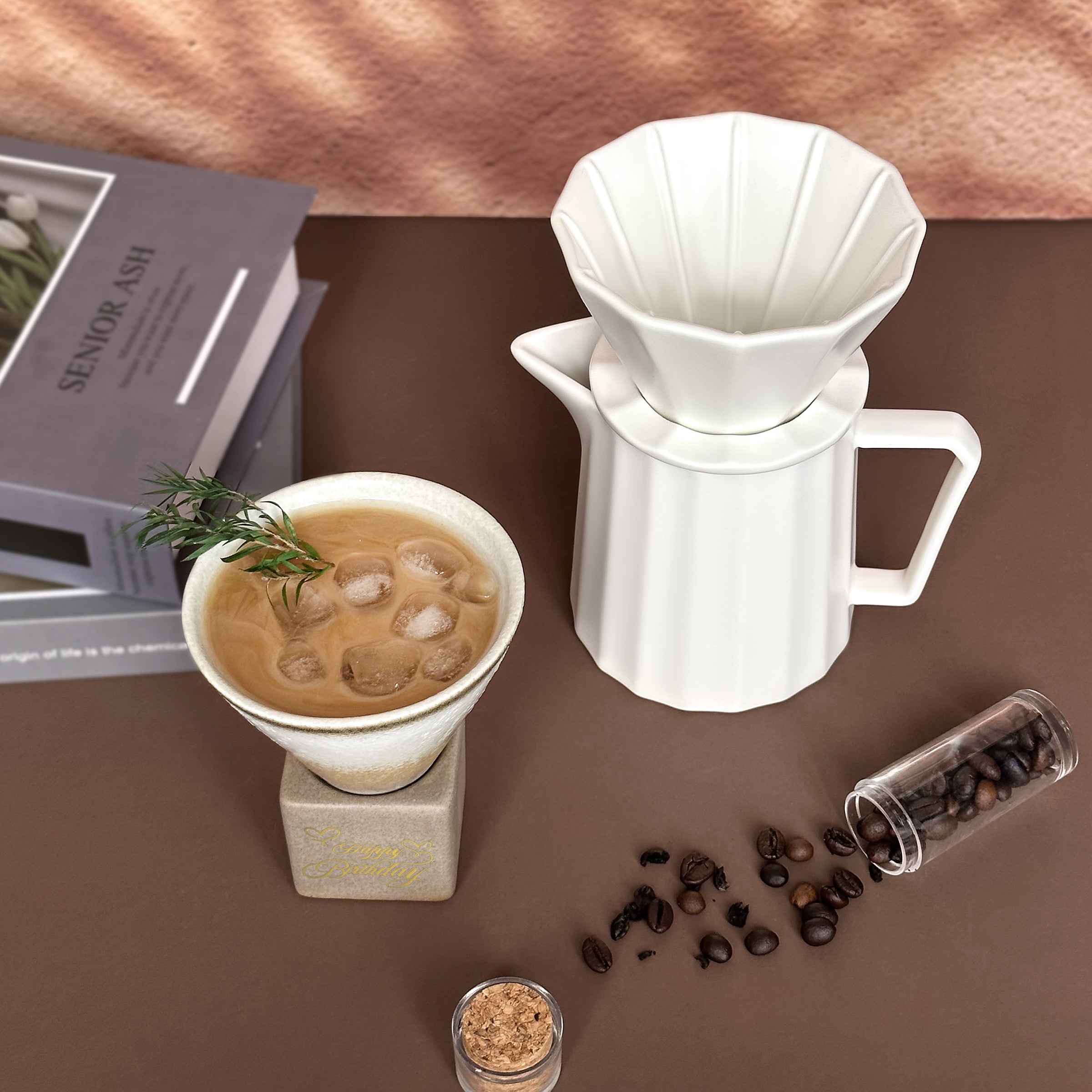 Coffee gift box set, customized, unique conical coffee cup, hand-brewed coffee pot, the first choice for business people, a birthday gift for best friends and friends, a must-have for home office company-coffee set-DY04-276