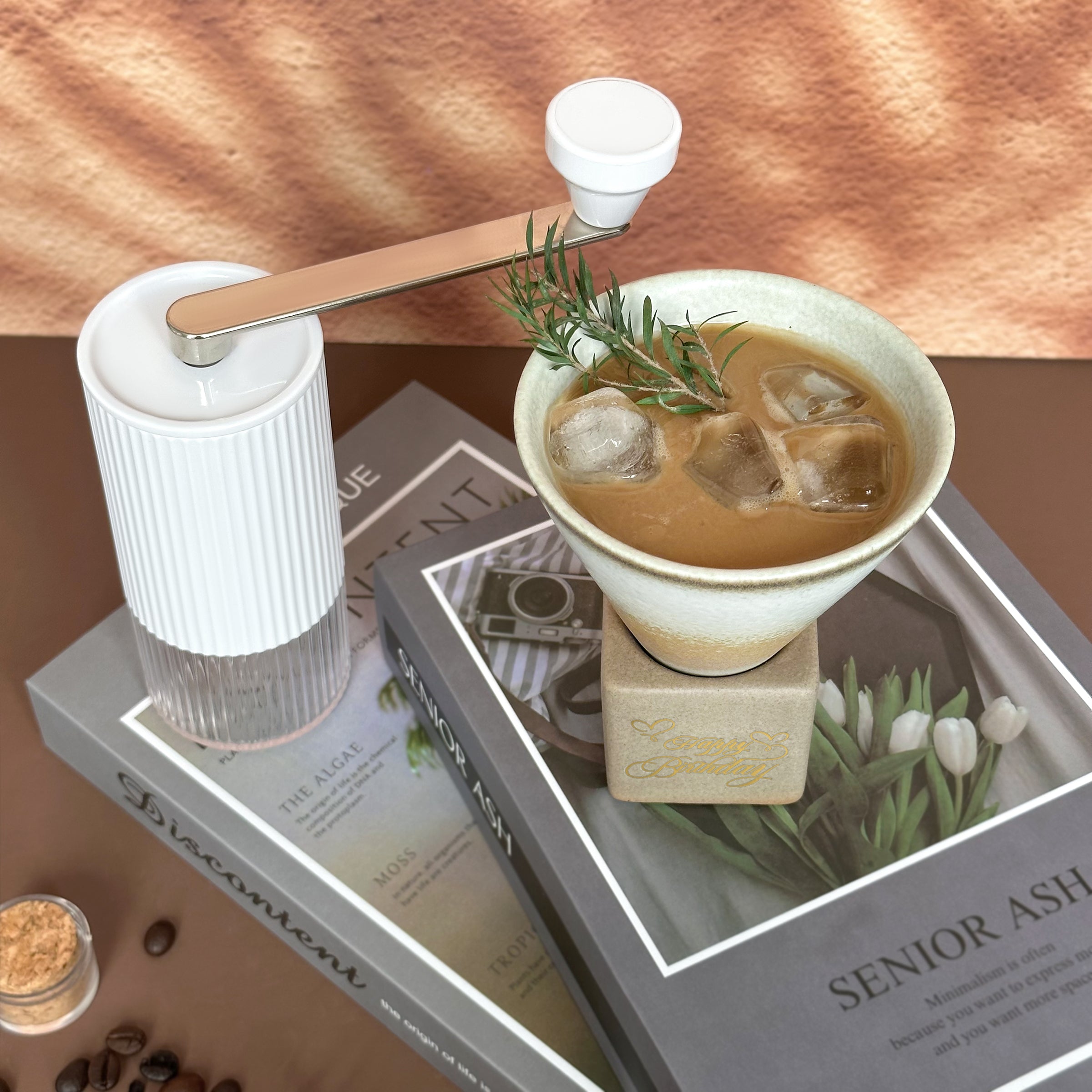 Business coffee cup gift box set, hand coffee grinder, conical coffee cup, customized text, birthday gift, office corporate gift, customized gift box for boyfriend company-coffee set-DY04-277