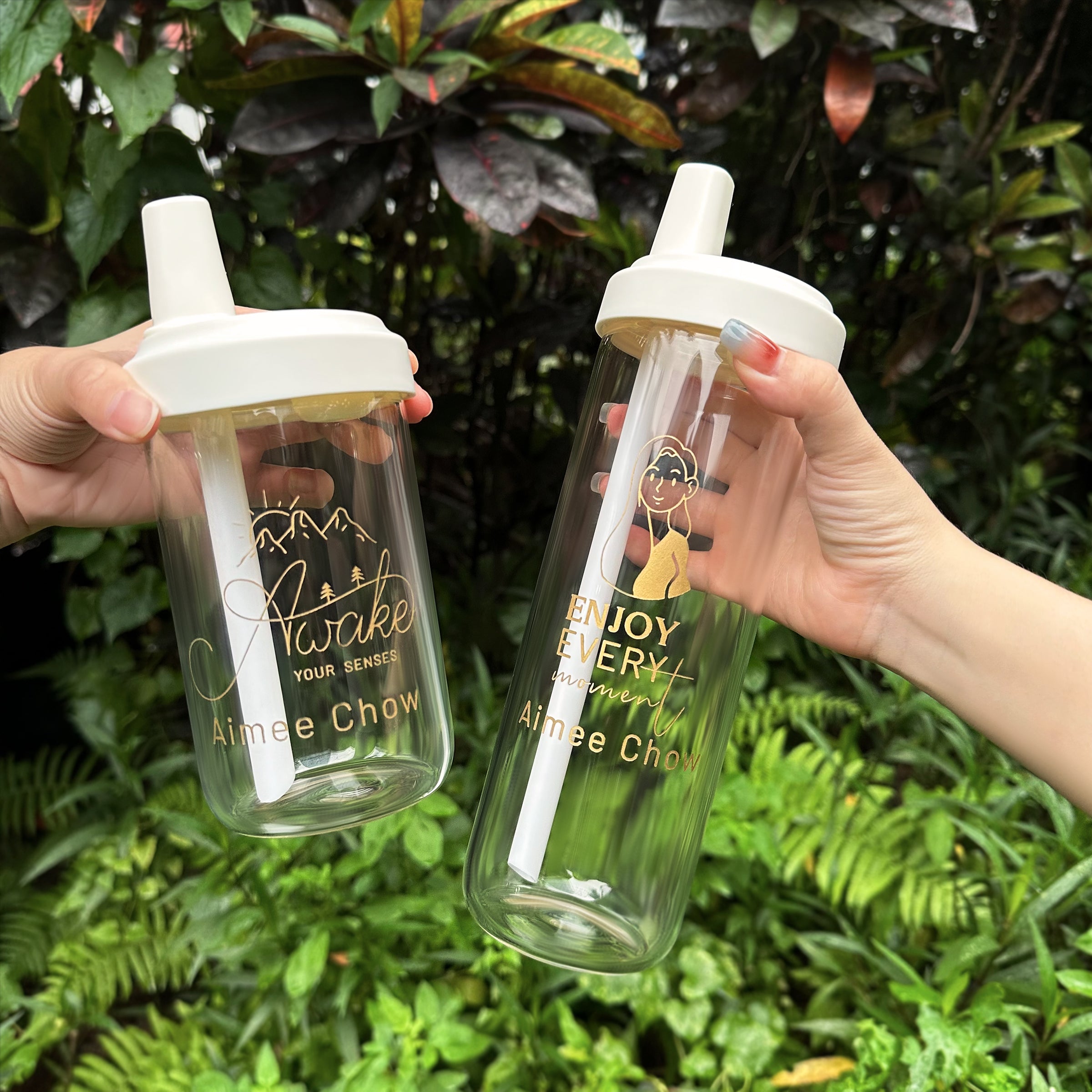 Pearl milk tea cup with customized name, customized portrait straw cup, elephant cup, hand shaker for drinking, large capacity, portable travel strap, birthday gift, gift for girl friend, Boyfriend girlfriend, sippy cup gift-DY01-389