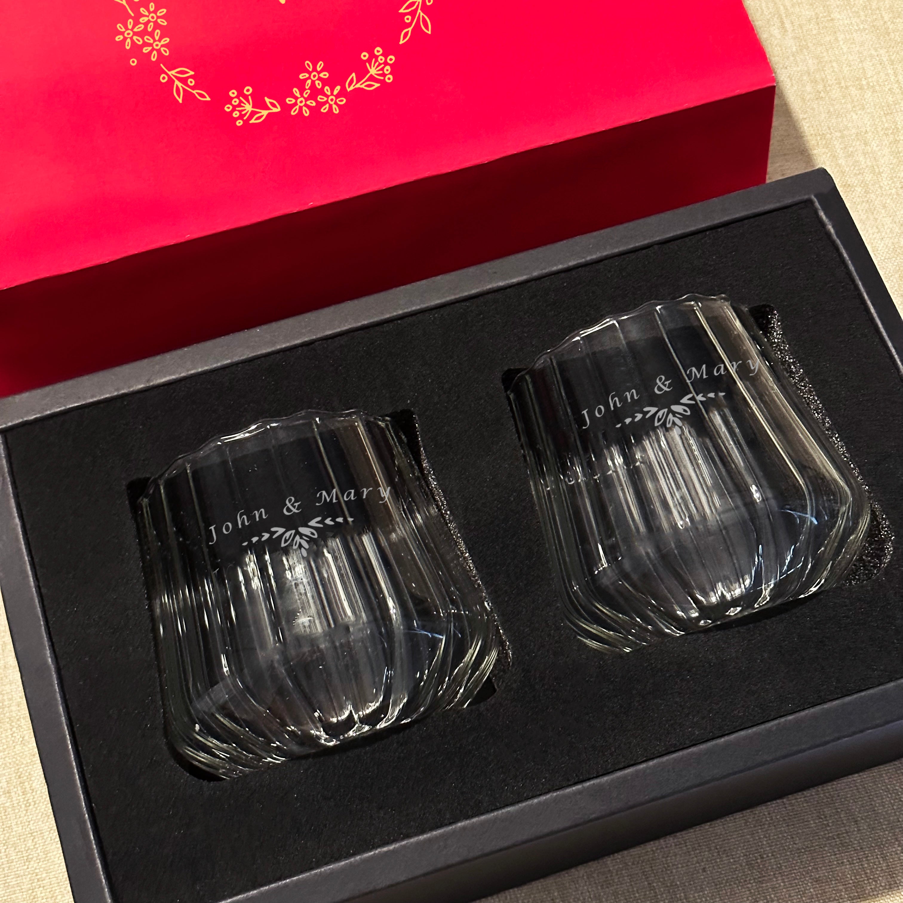 Customized text, whiskey glass, name engraving, striped flower cup, wine glass, drink cup, birthday gift gift box, surprise creative pairing of glasses Whiskey Glass-DY01-370