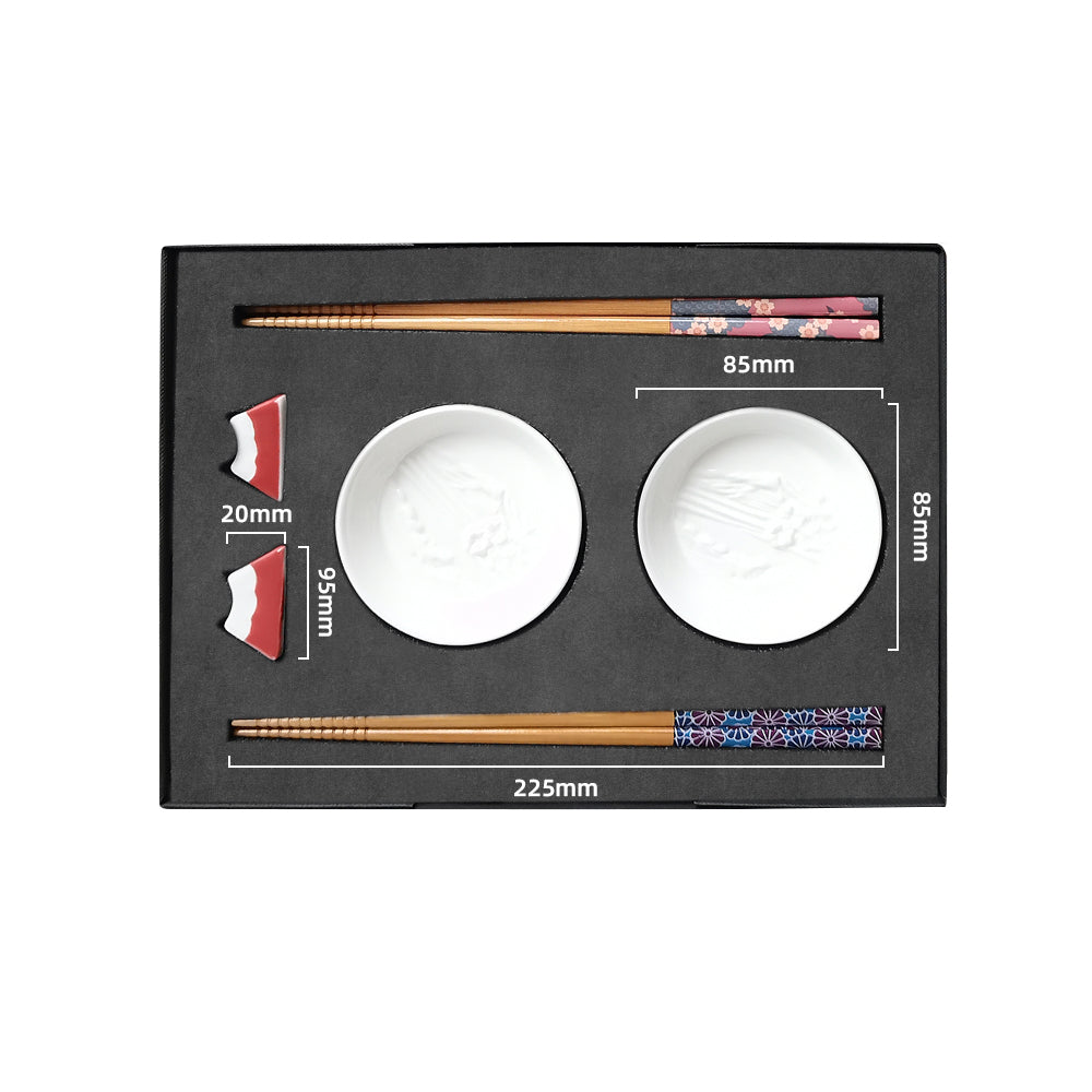 Japanese Mount Fuji themed gift box丨Customized gift home kitchen gift chopsticks chopstick holder soy sauce dish set