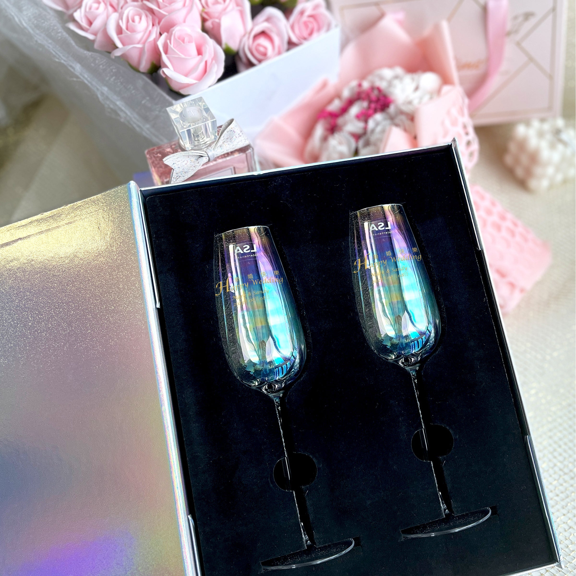 LSA Glasses 炫彩香檳酒杯 (客製化禮物)文字訂製 文字雕刻禮物(刻字禮物) - Design Your Own Wine